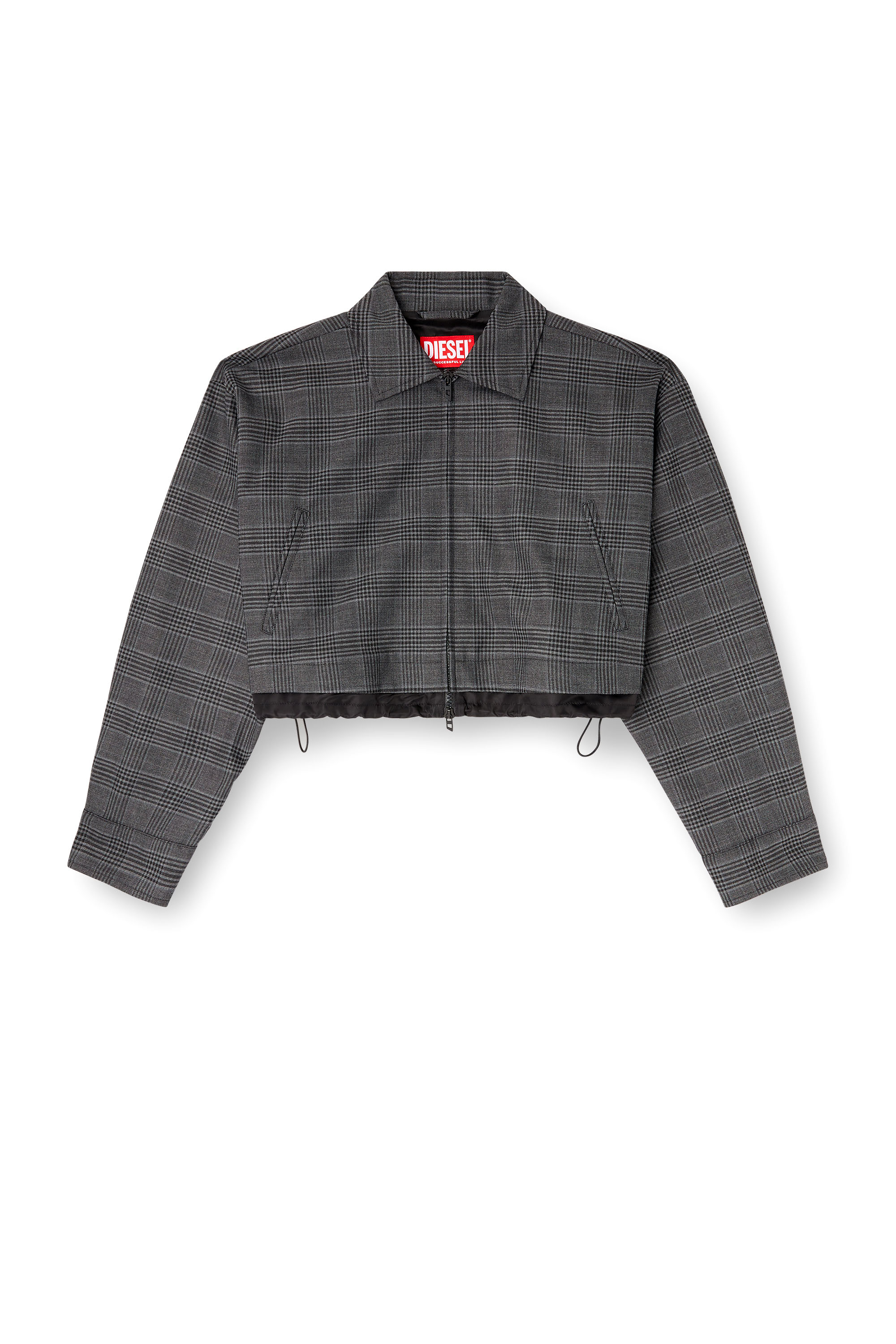 J-TING-FEM, Black Diesel - J-TING-FEM, Woman's Cropped Prince of Wales wool-blend coach jacket in Black - 2