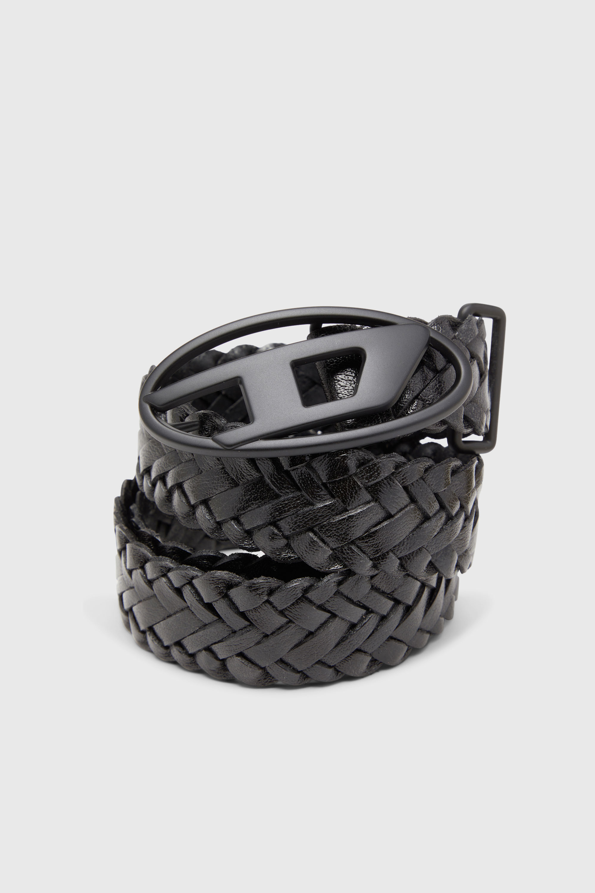 Diesel - B-1DR BRAIDERED, Unisex's 4 cm braided leather belt in Black - 3