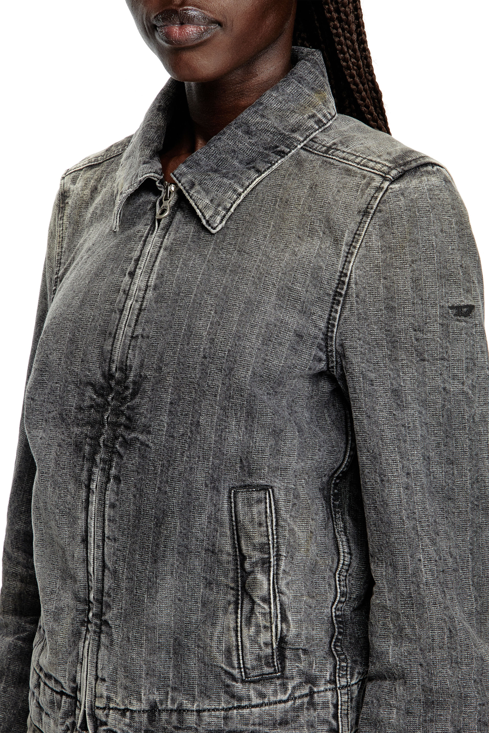 Diesel - DE-CORB, Woman's Jacket in herringbone denim in Light Grey - 5