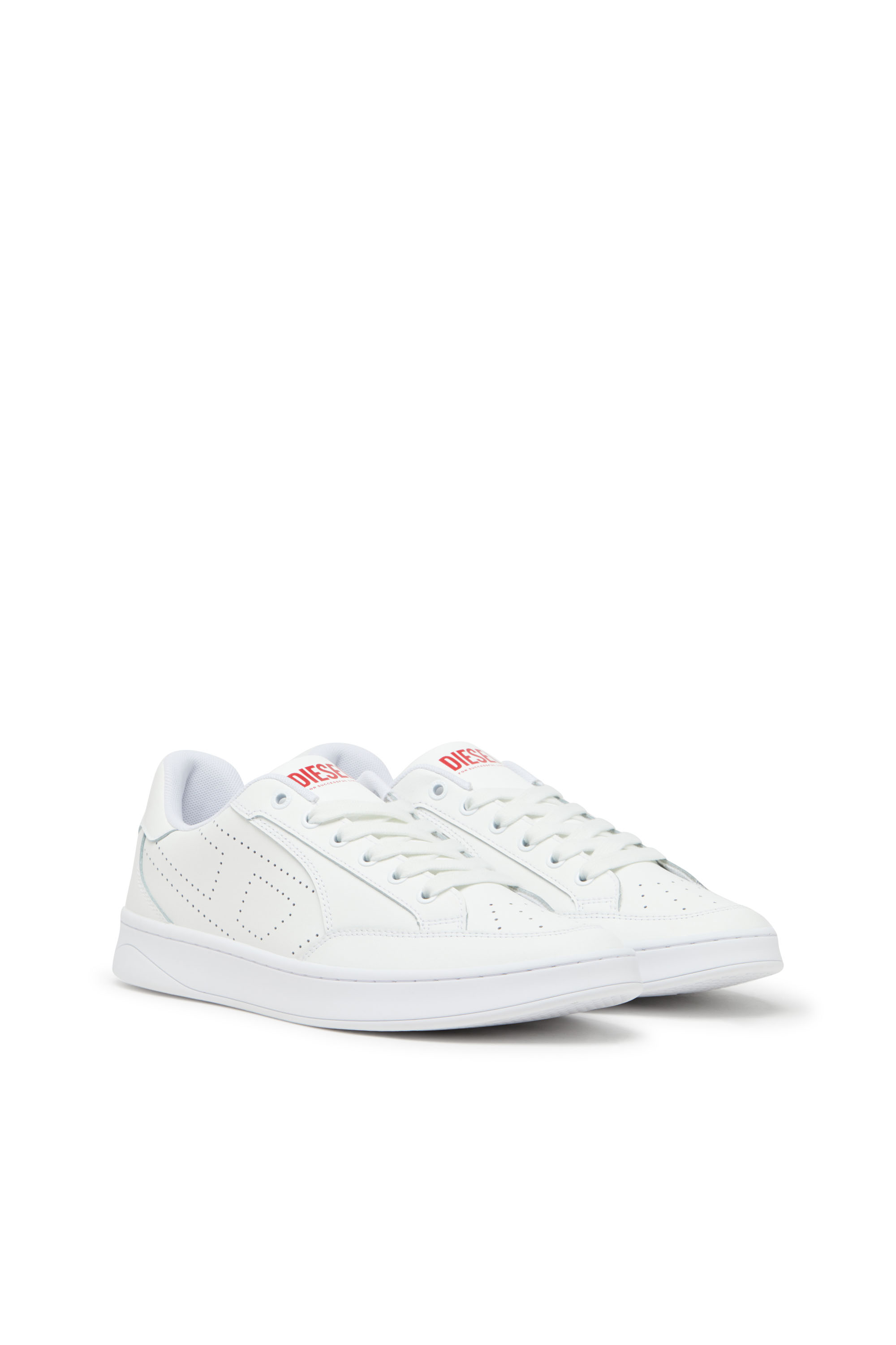 Diesel - S-DAKOTA LOW W, Woman's Leather sneakers with perforated logo in White - 2