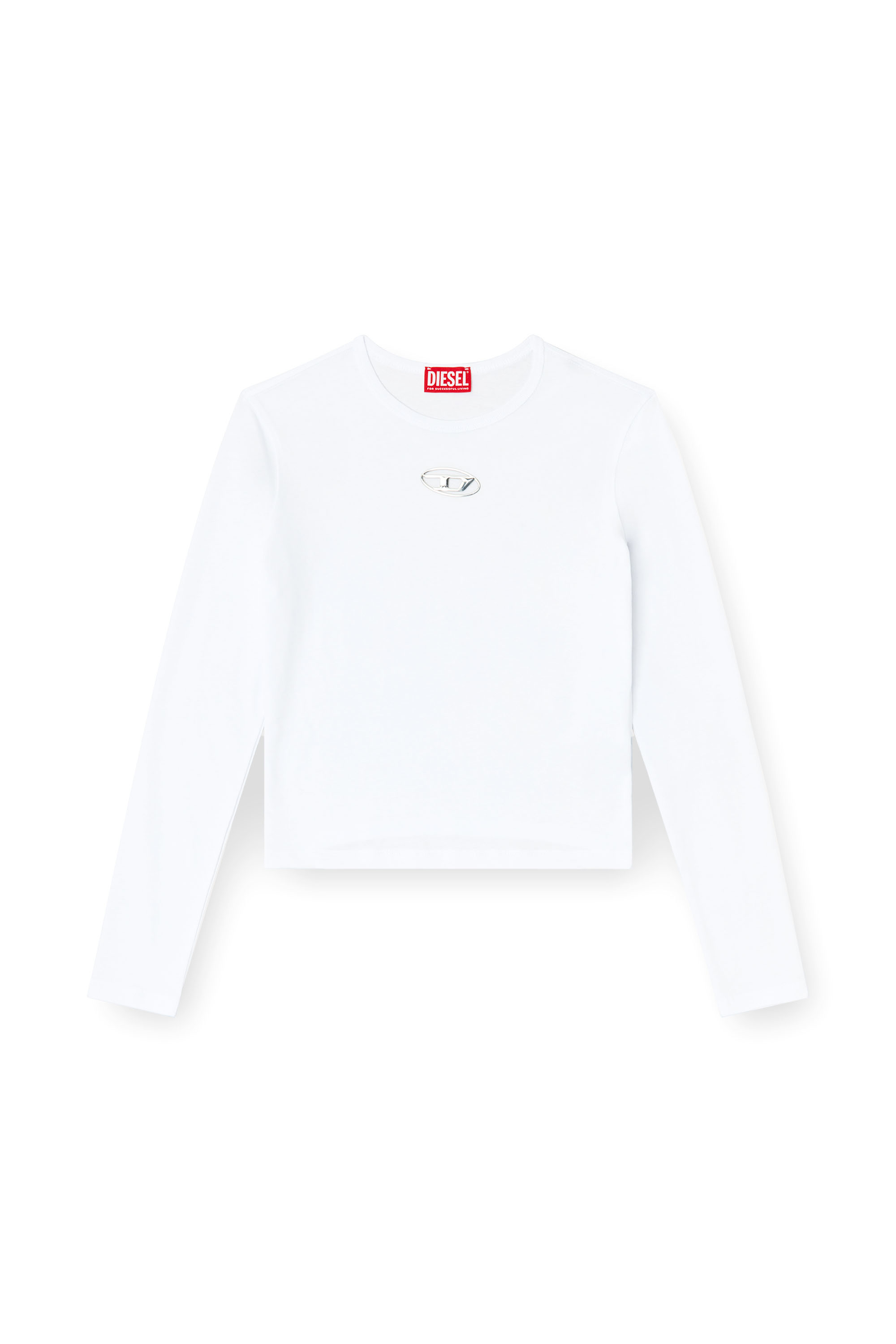 Diesel - T-UNCUTIE-LONG-LS-OD, Woman's Long-sleeve top with Oval D cut-out in White - 3