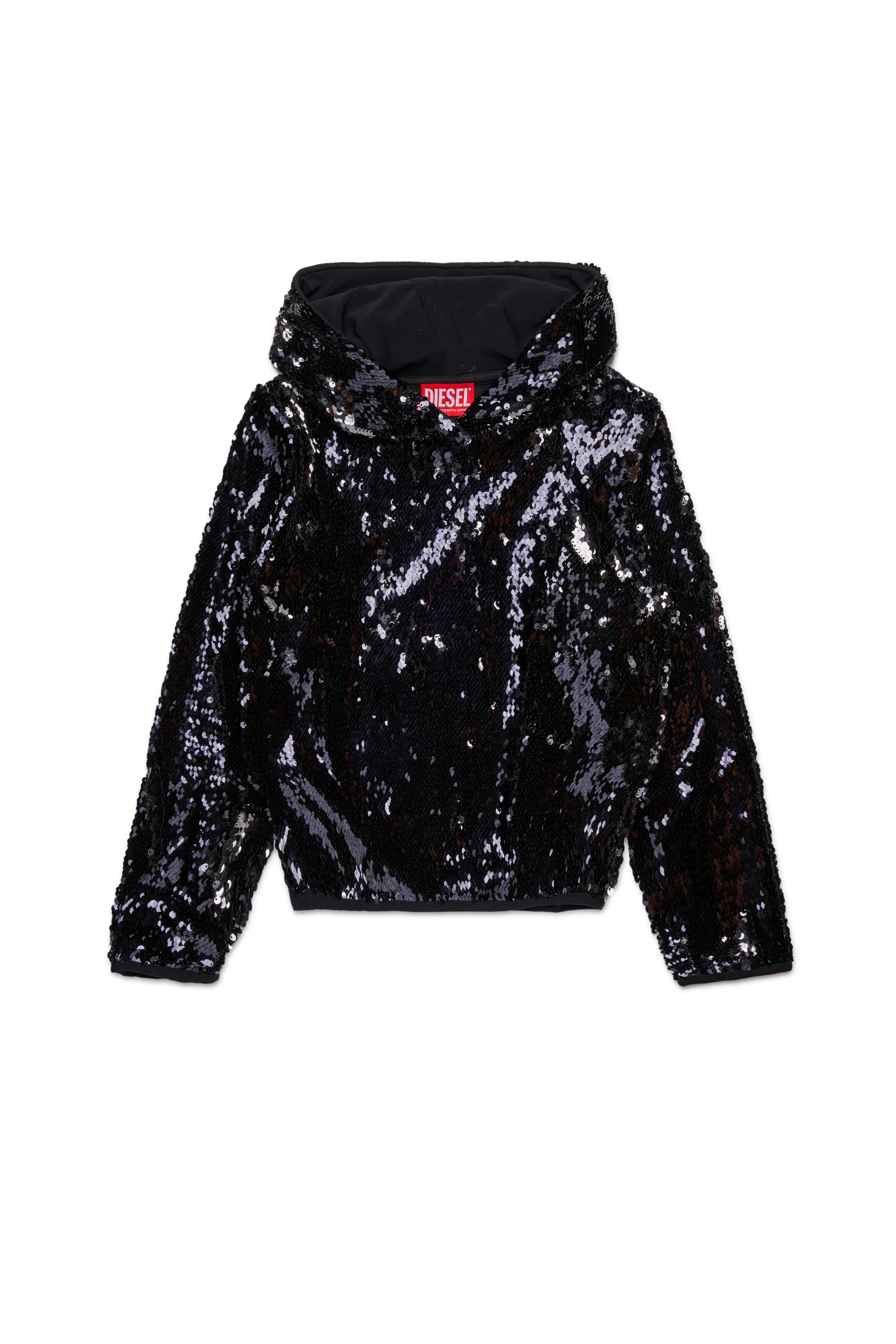 Diesel - SEQUINSHOOD, Woman's Hoodie with sequins in Black - 1