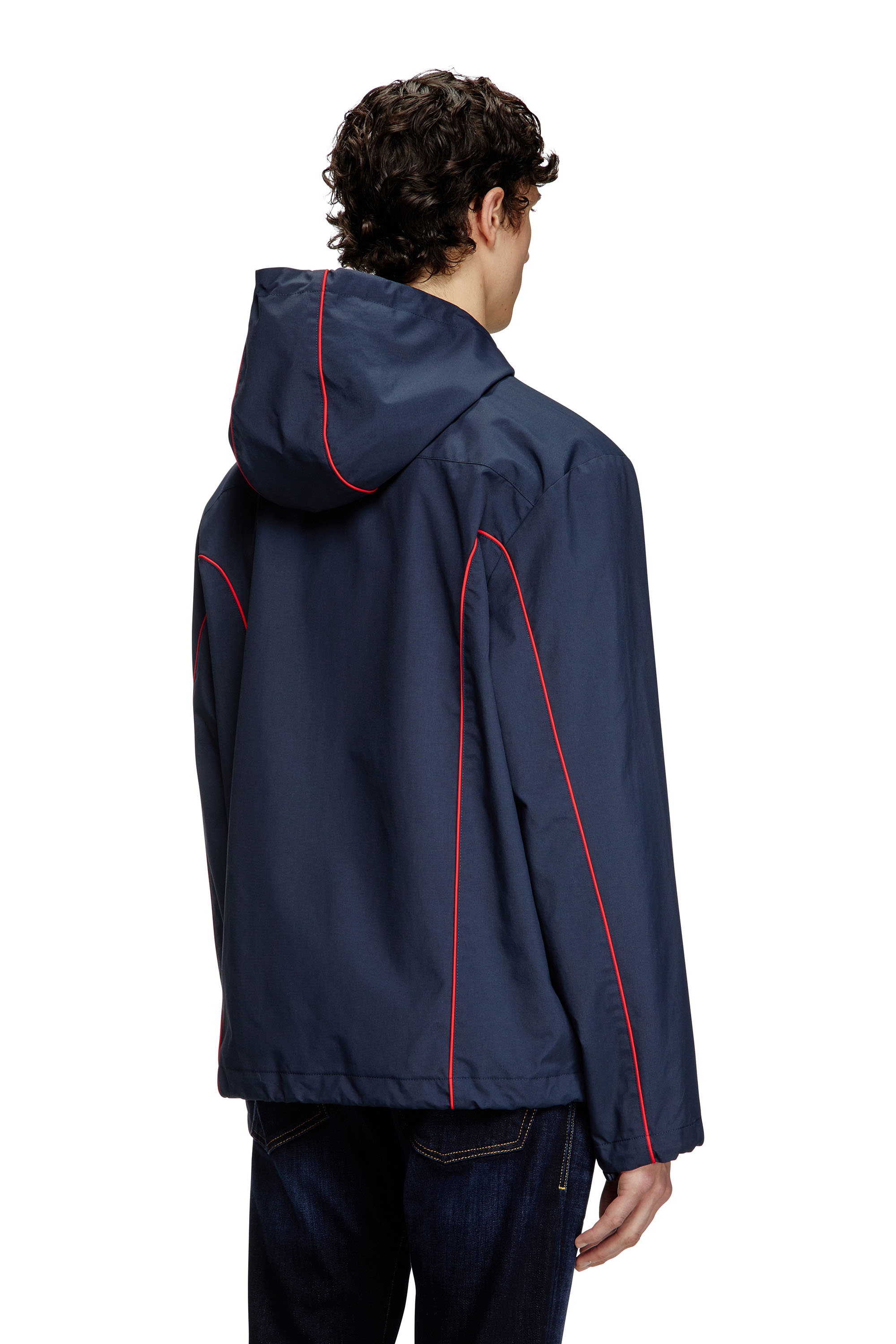 Diesel - J-HIVES, Man's Windbreaker with contrast piping in Dark Blue - 4