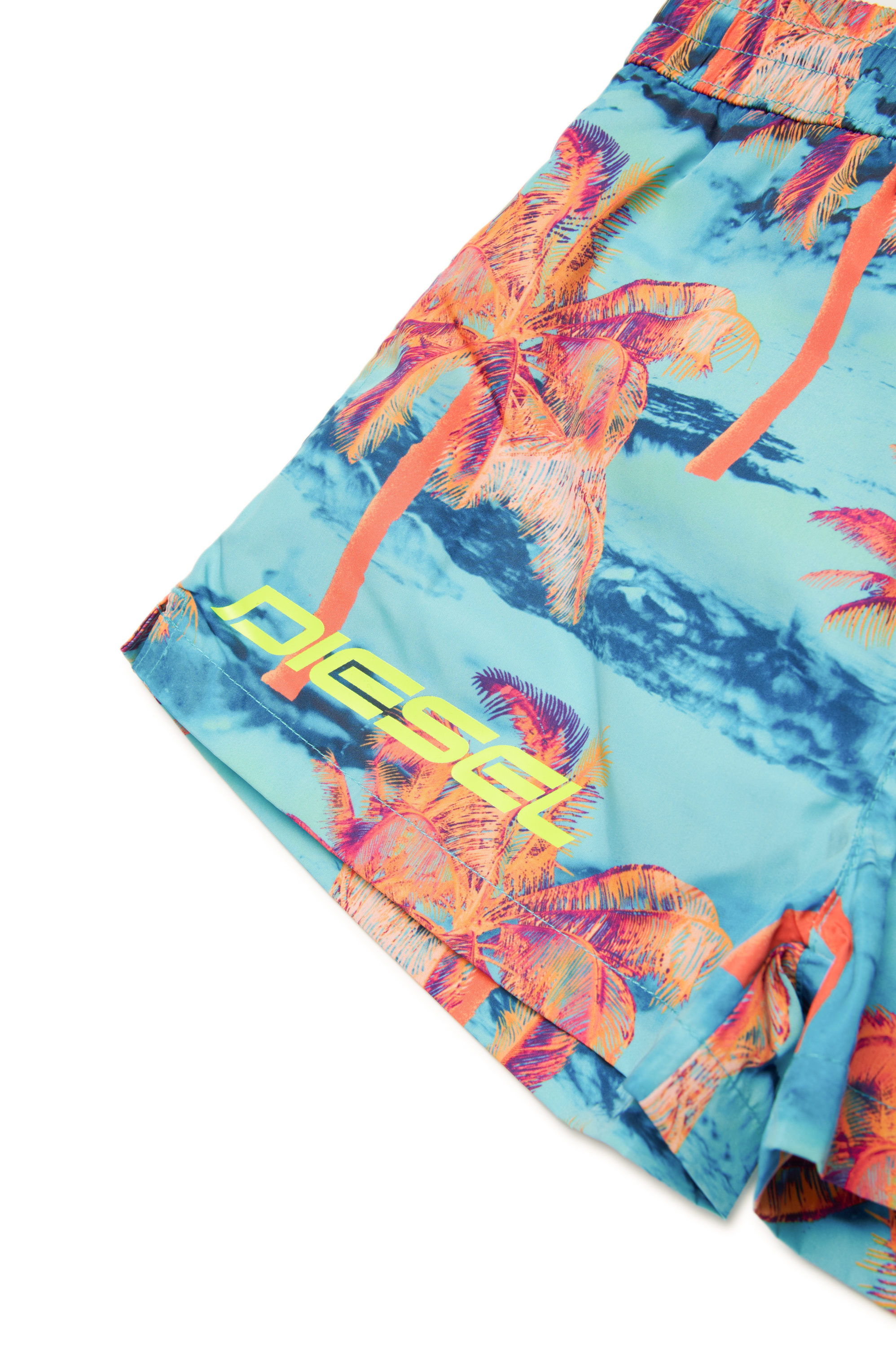 Diesel - MKEN37S, Man's Swim shorts with palm tree print in Multicolor/Blue - 4