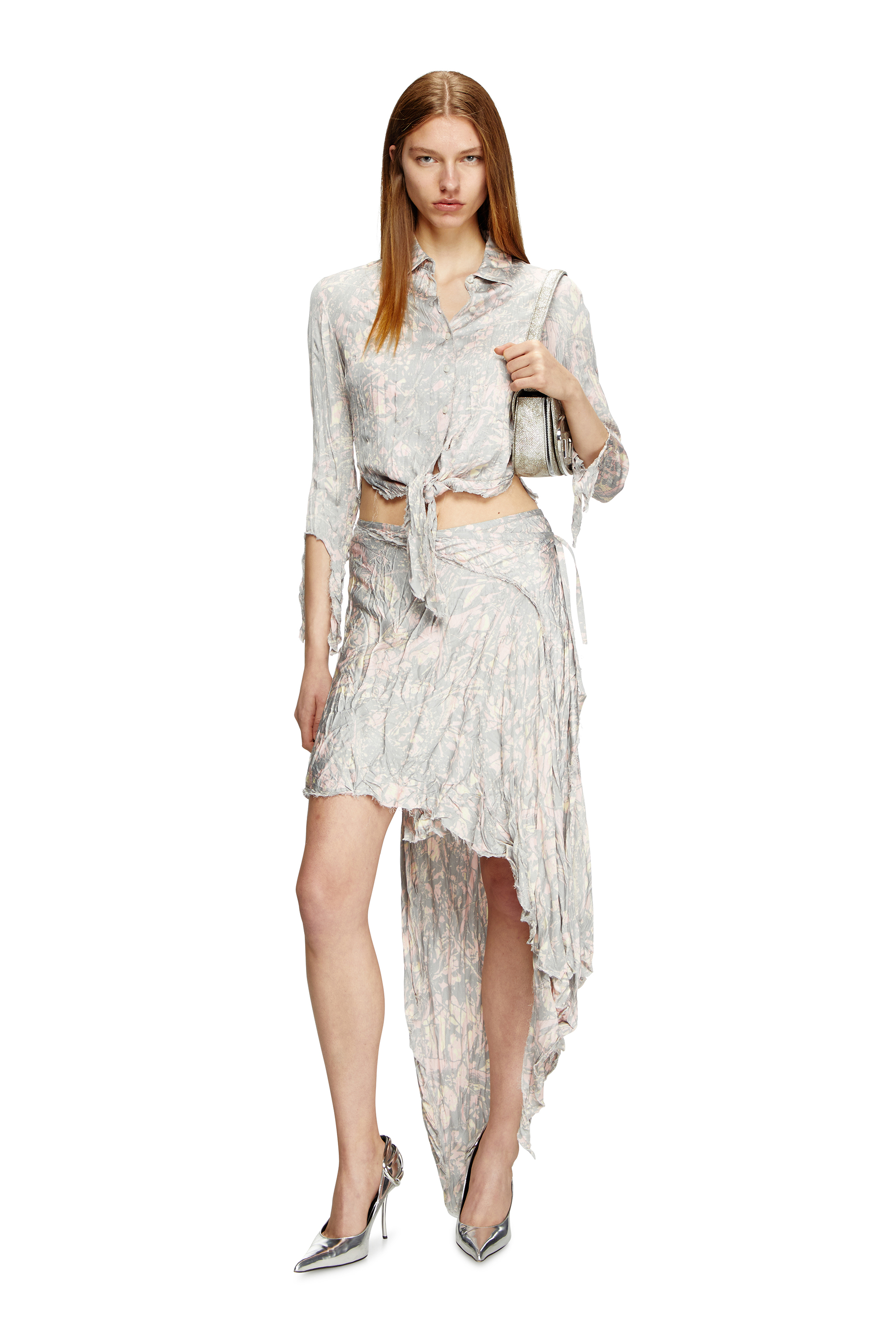 Diesel - 1DR, Woman's 1DR-Iconic shoulder bag in shimmer fabric in Military Green - 1