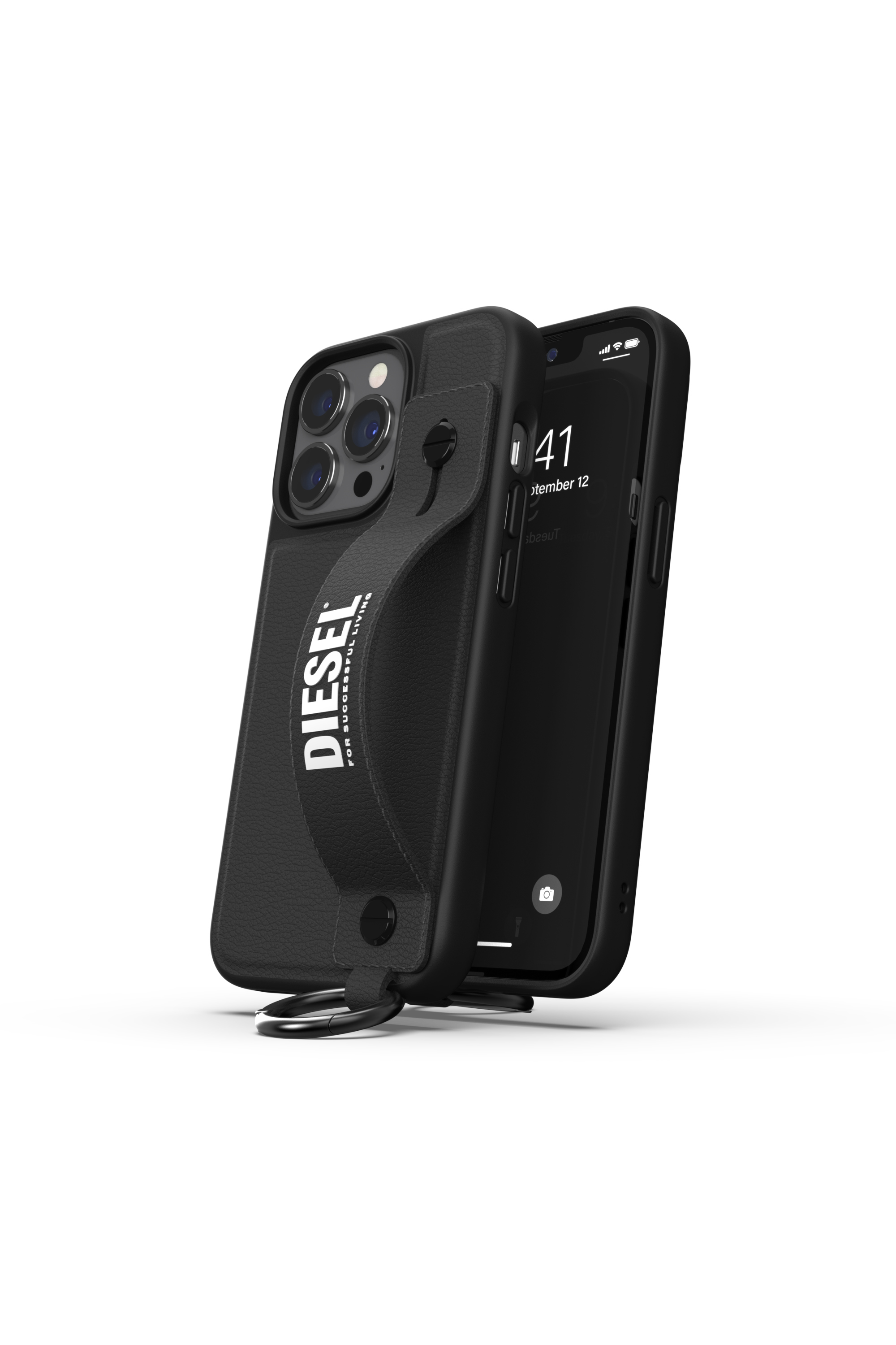 Diesel - 47177 TECH CHAIN, Unisex's Leather tech chain handstrap case  for iPhone 13/13 Pro in Black - 3