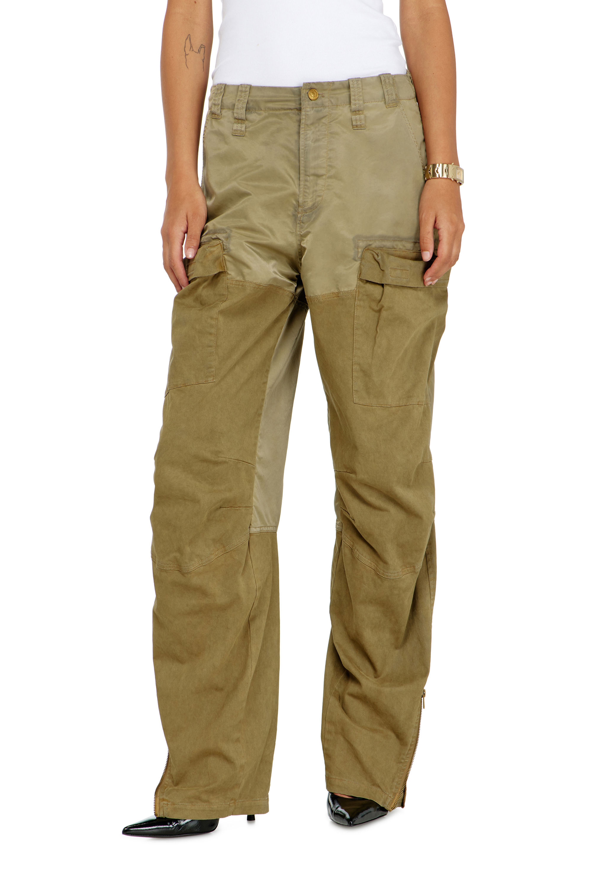 Diesel - P-ARKER, Woman's Cargo pants in cotton and nylon in Military Green - 2