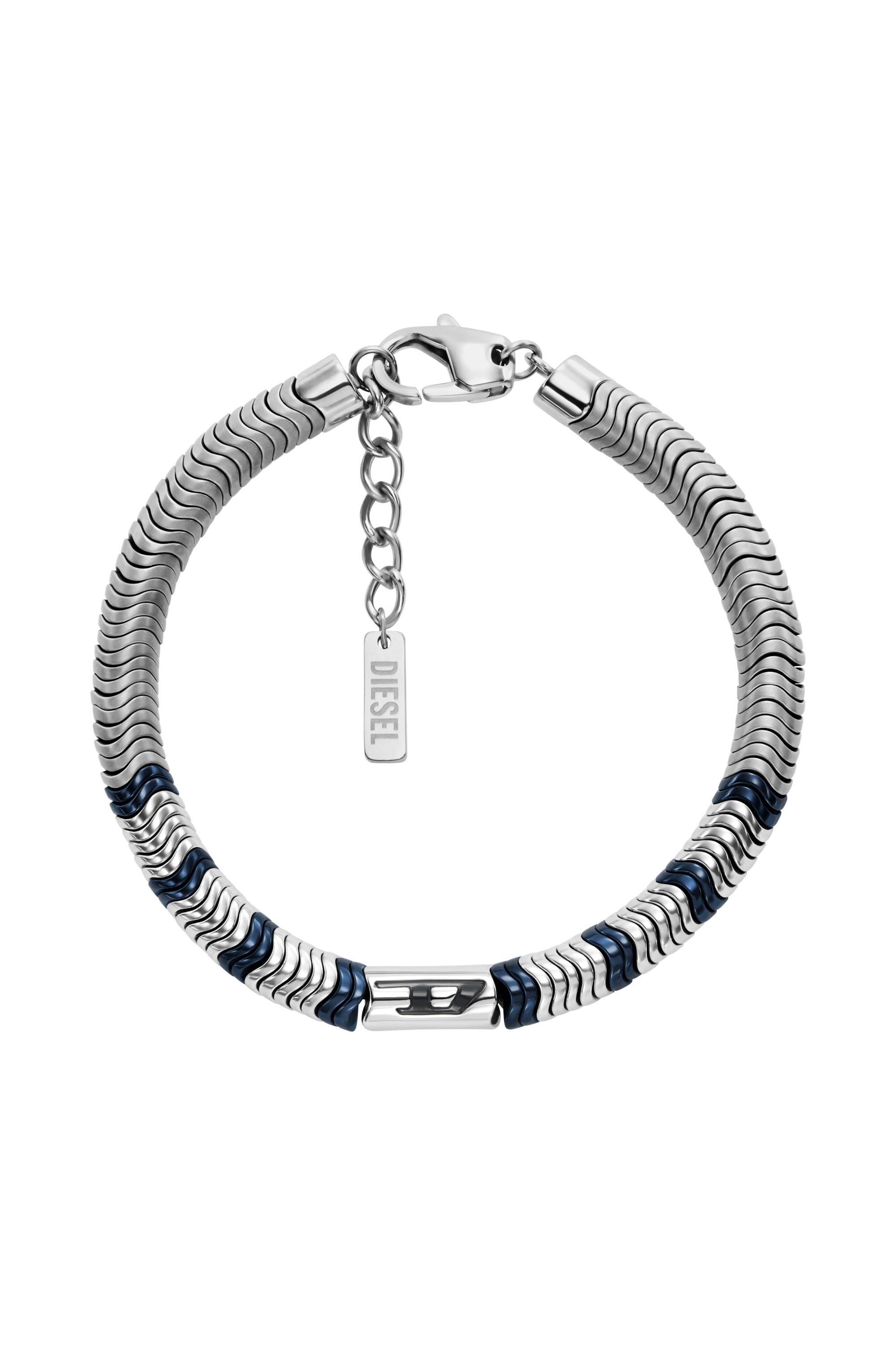 Diesel - DX1572931 JEWEL, Unisex's Hematite Beaded Bracelet in Silver/Blue - 1