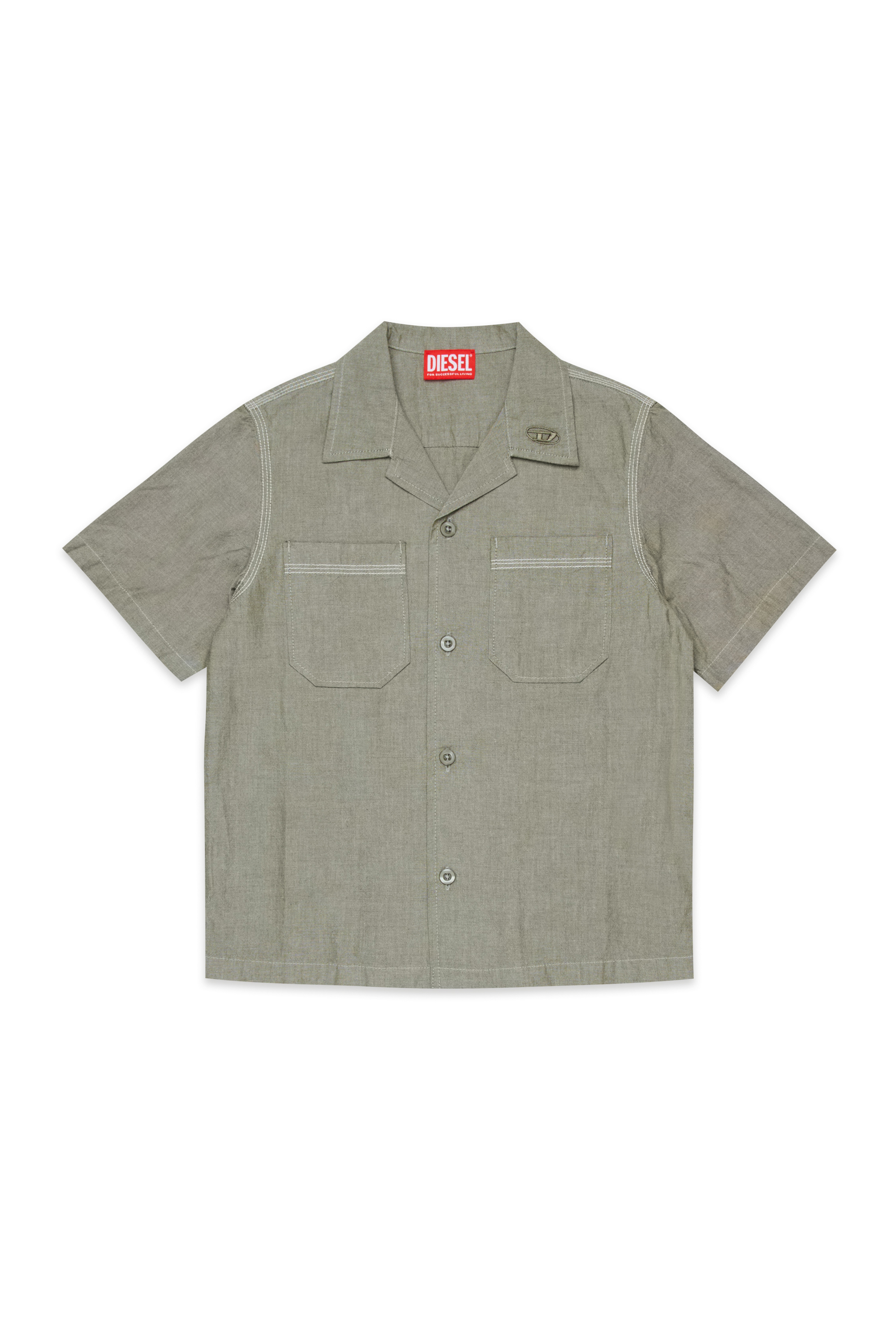 Diesel - CKEN, Man's Cotton bowling shirt with two pockets in Green - 1