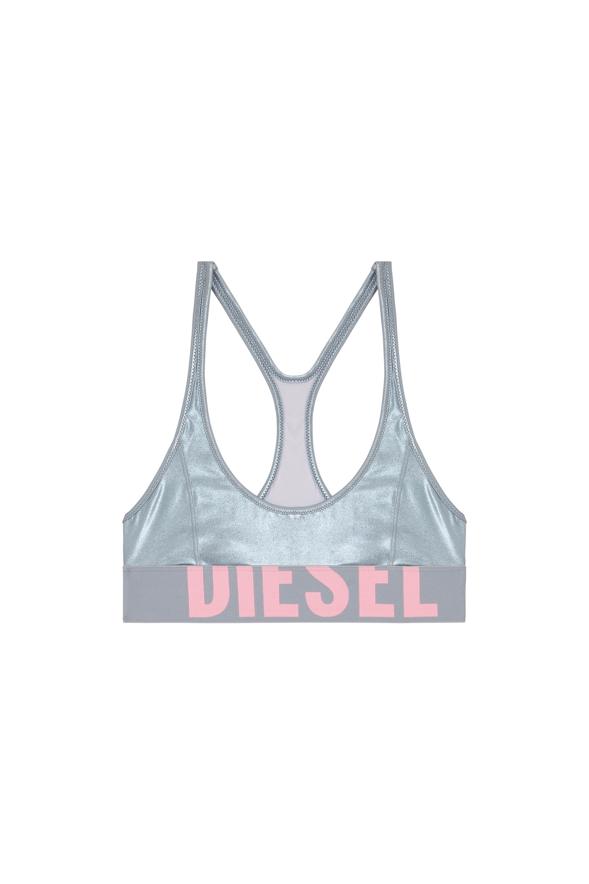 Diesel - ZAIRA-D-POP, Woman's Metallic bikini top in Grey/Pink - 4