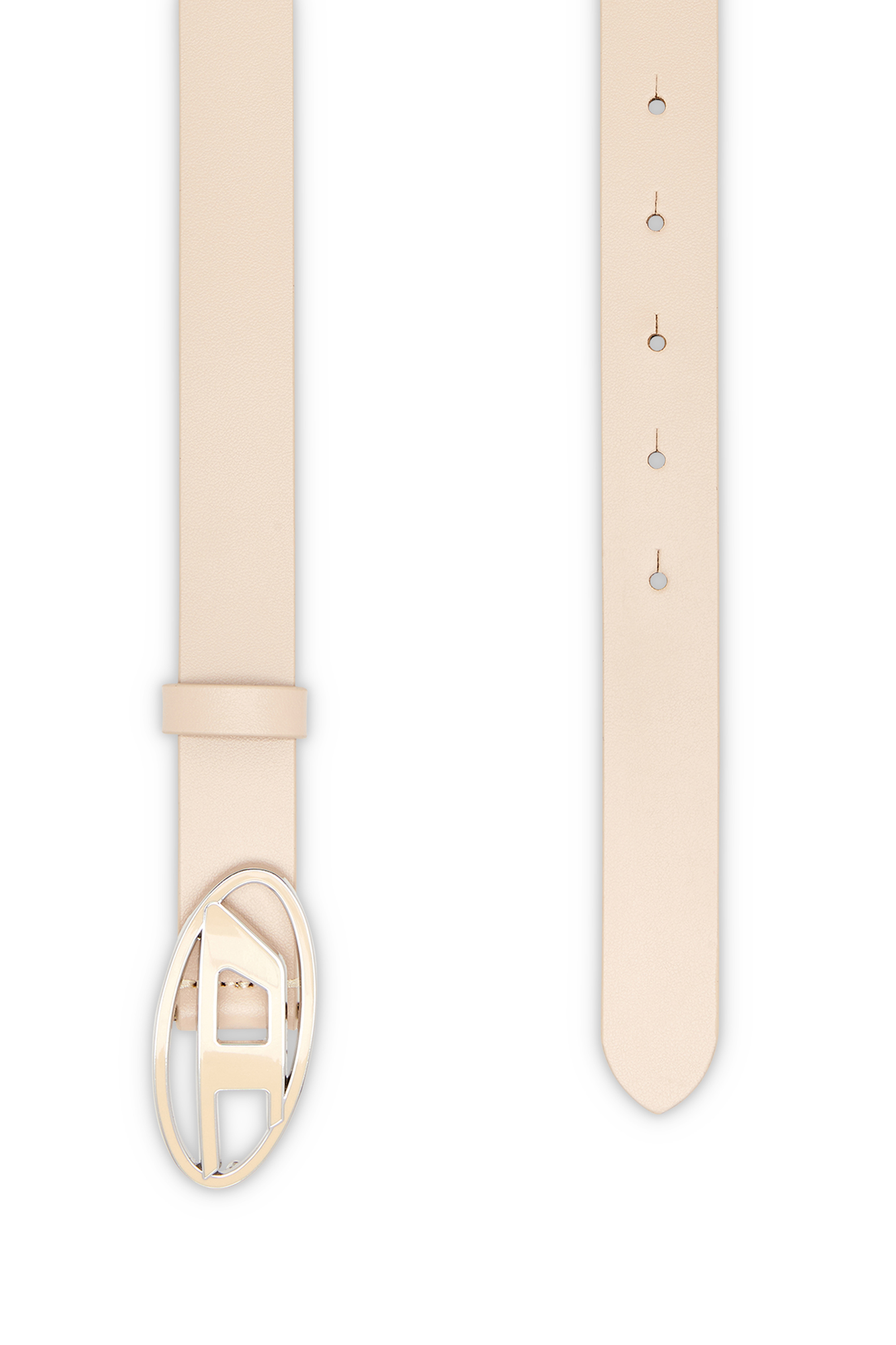 Diesel - B-1DR 25, Woman's 2.4cm leather belt with enamelled buckle in Beige - 2