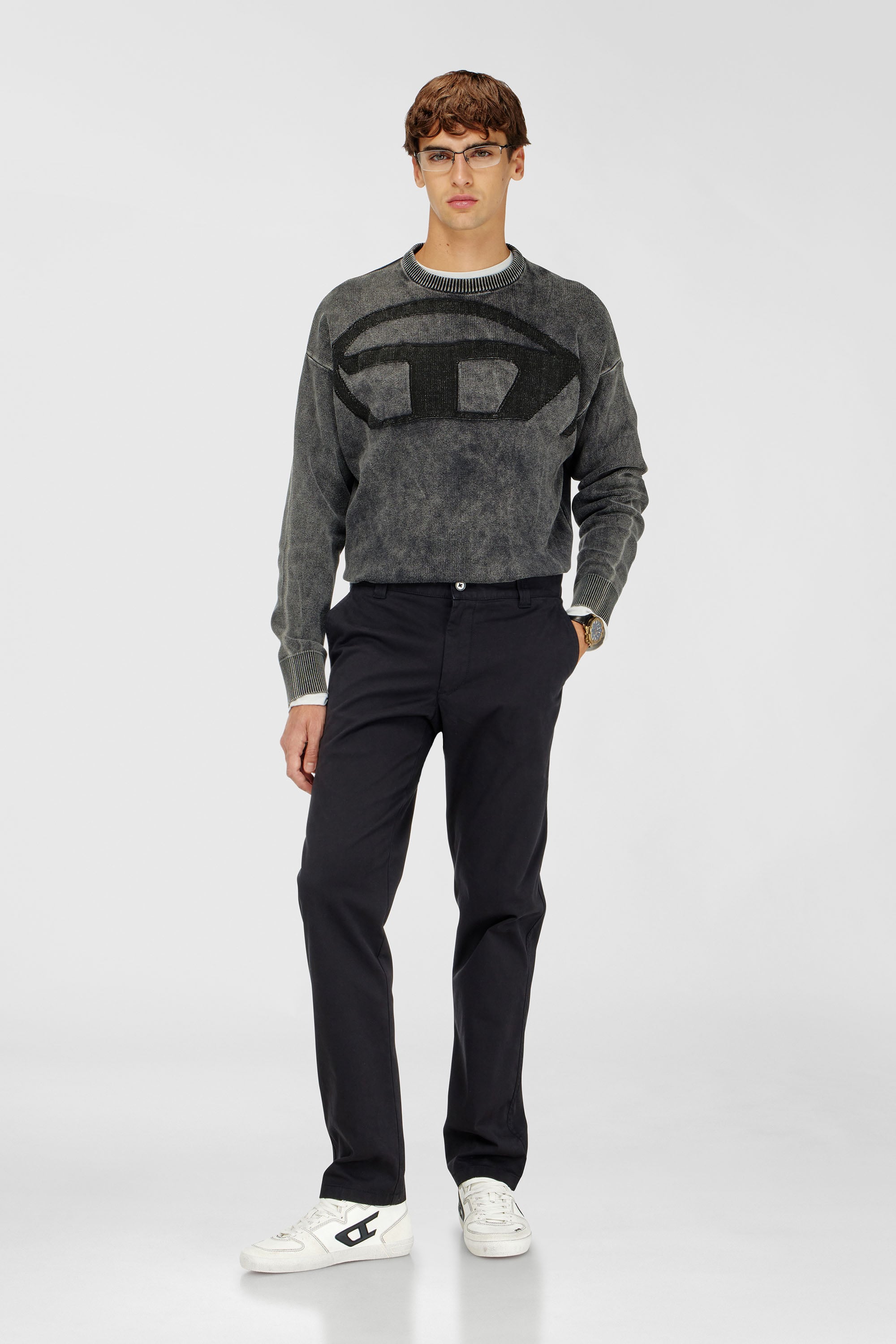 Denim-effect jumper with Oval D logo