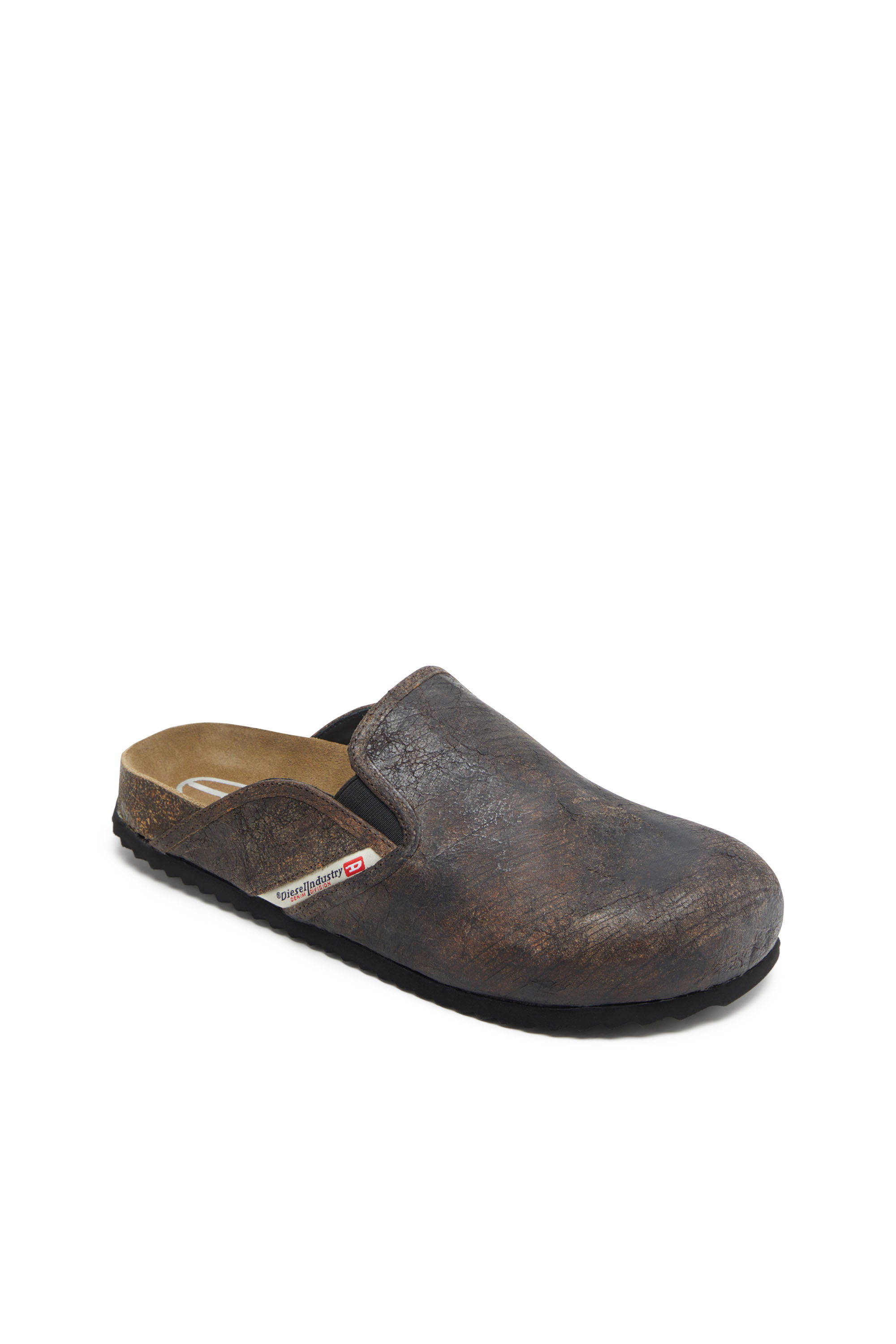 Diesel - D-WOODSTOCK SLIP-ON, Man's D-Woodstock-Clogs in crackle-effect suede in Brown - 6