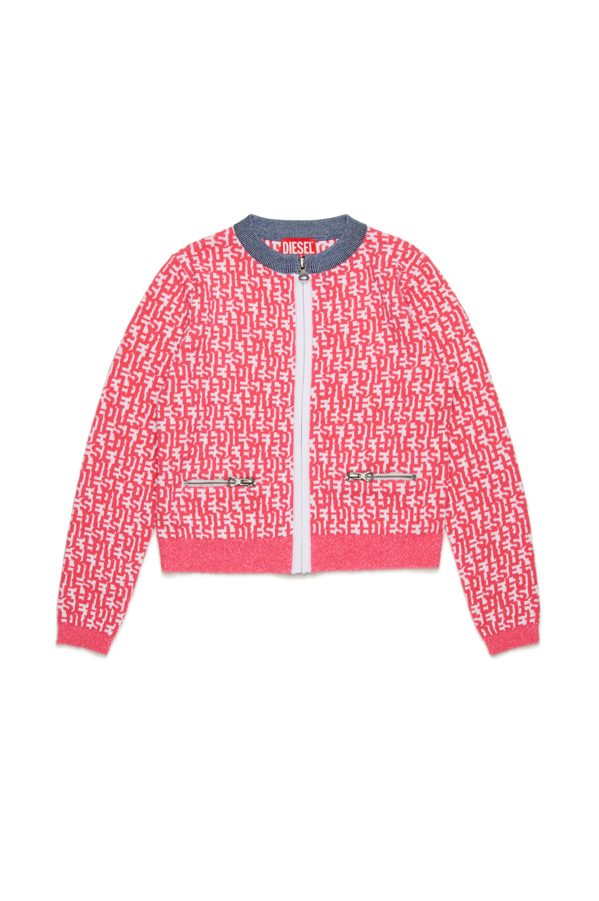 Diesel - KALLORCA, Woman's Monogram-jacquard cardigan in Pink - 1