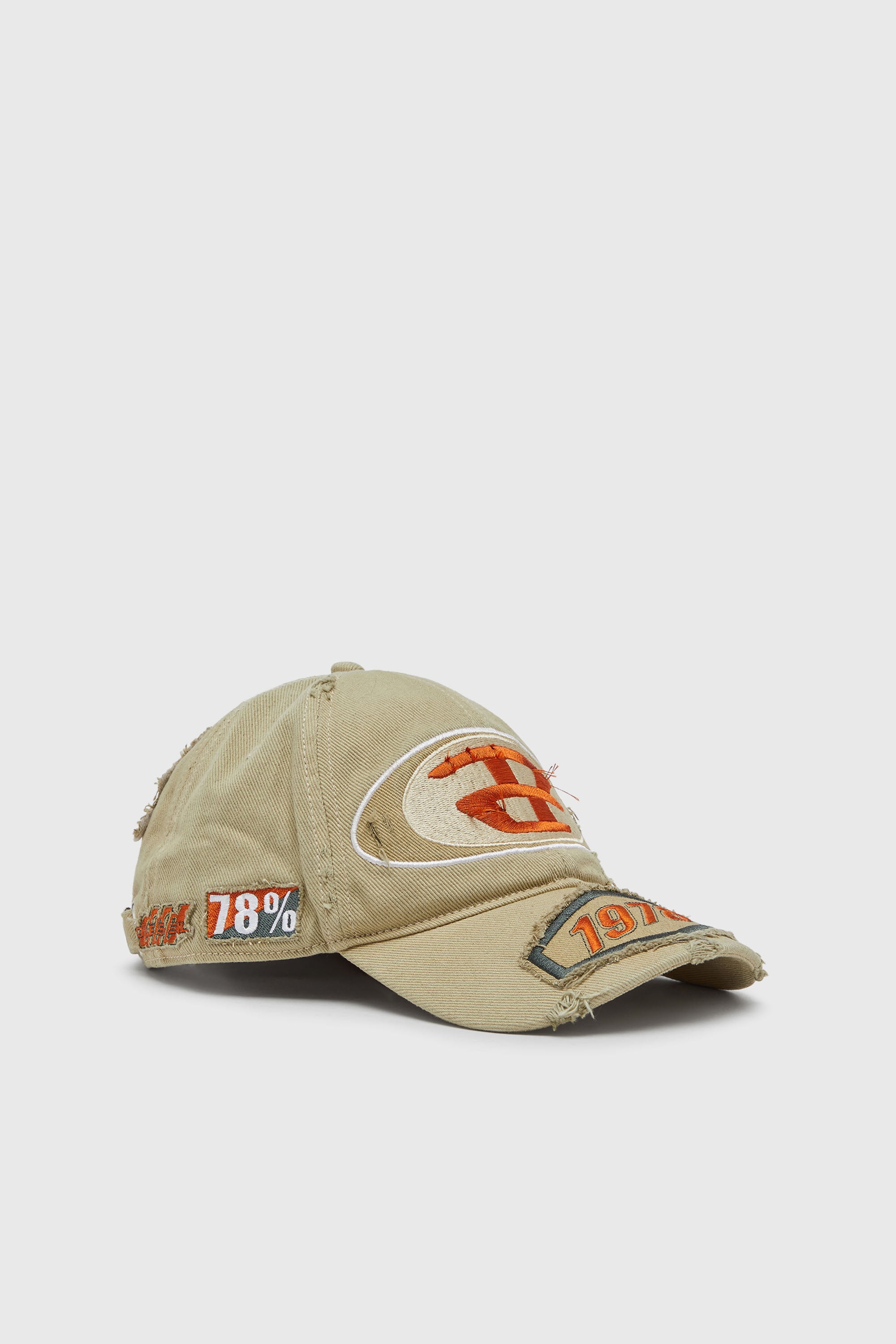 Diesel - C-BRAFF, Unisex's Baseball cap with embroidered patches in Light Brown - 1