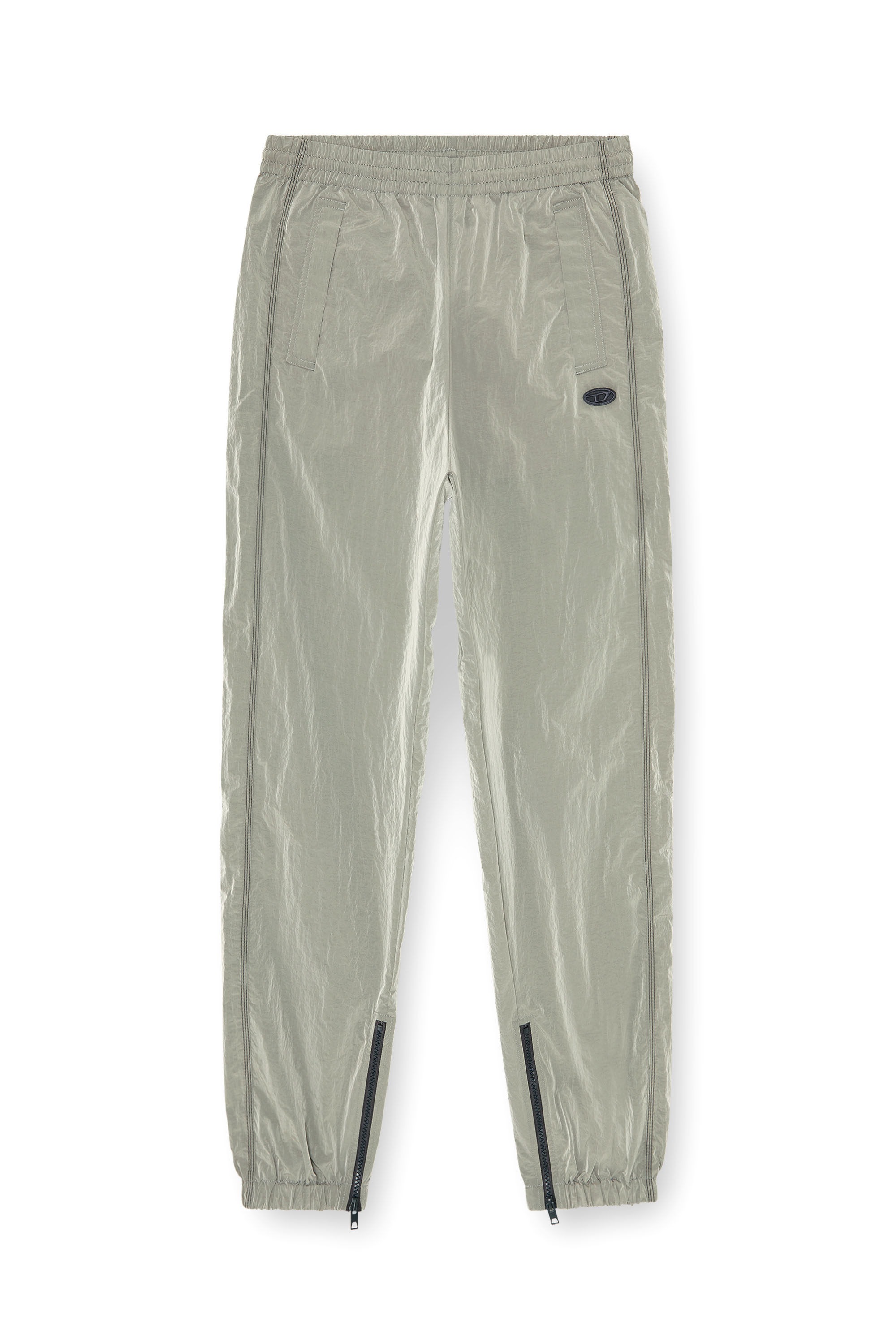 Diesel - P-ANOK, Man's Nylon pants with crinkle effect in Light Grey - 4