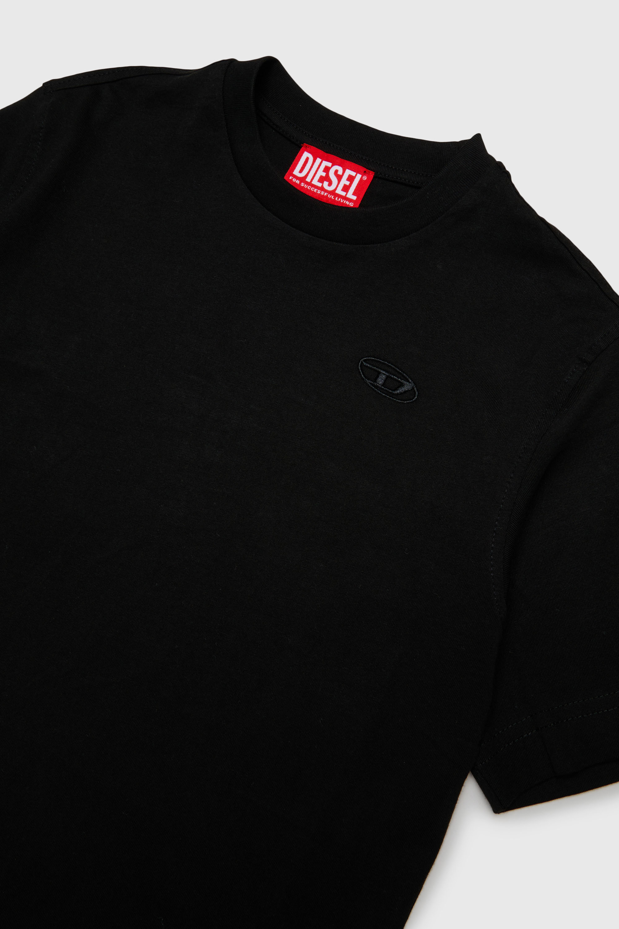 Diesel - TSCRAP OVER, Man's T-shirt with Oval D embroidery and flock print in Black - 3