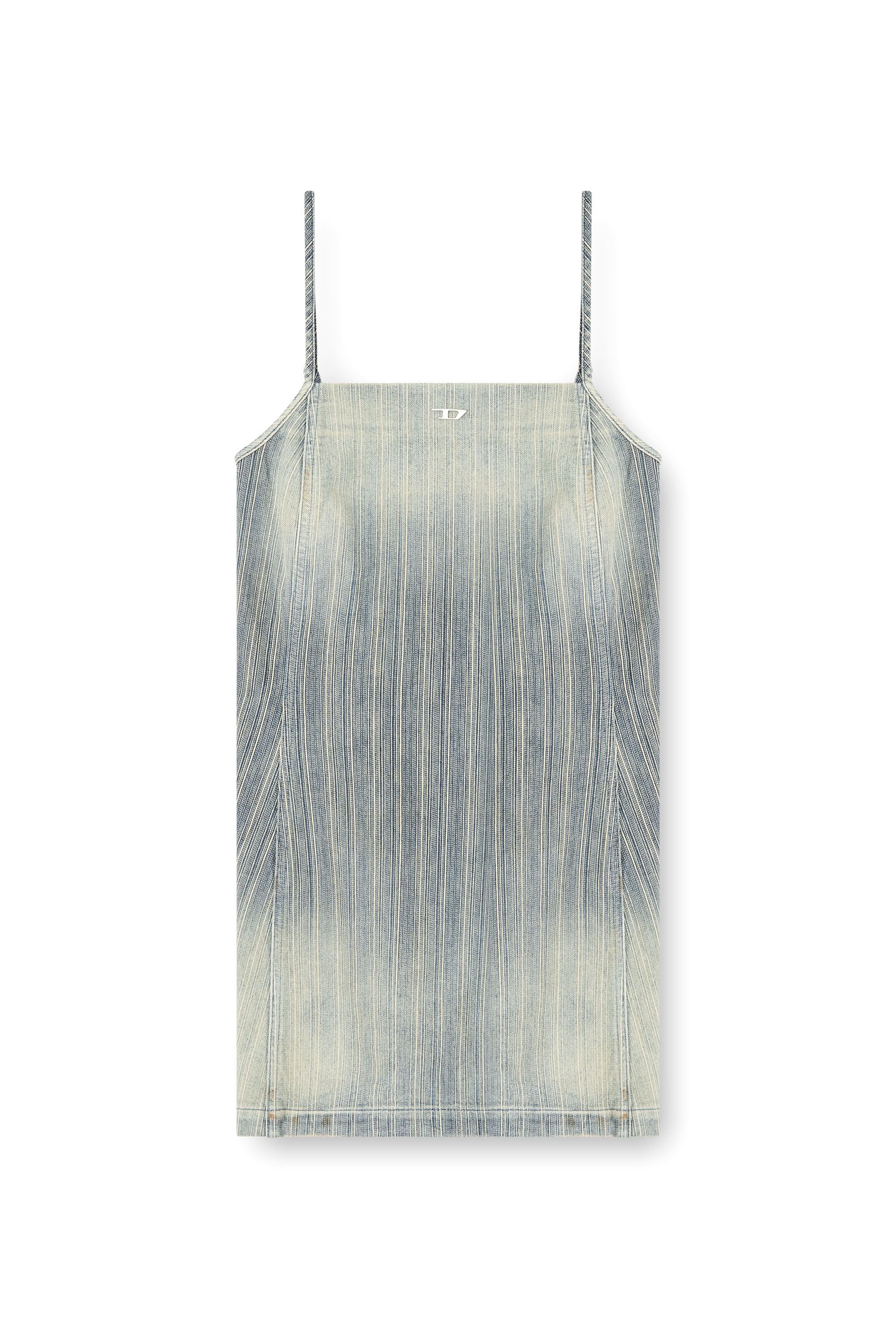 Diesel - DE-BETTY-DRESS-D, Woman's Short dress in striped indigo denim in Medium blue - 2