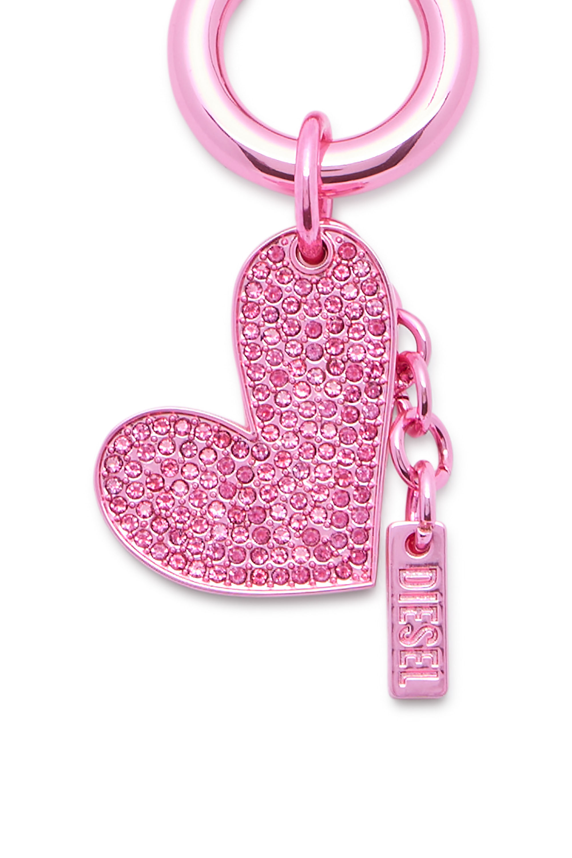 Diesel - CHARM-HEART, Woman's Metal heart charm with rhinestones in Pink - 4