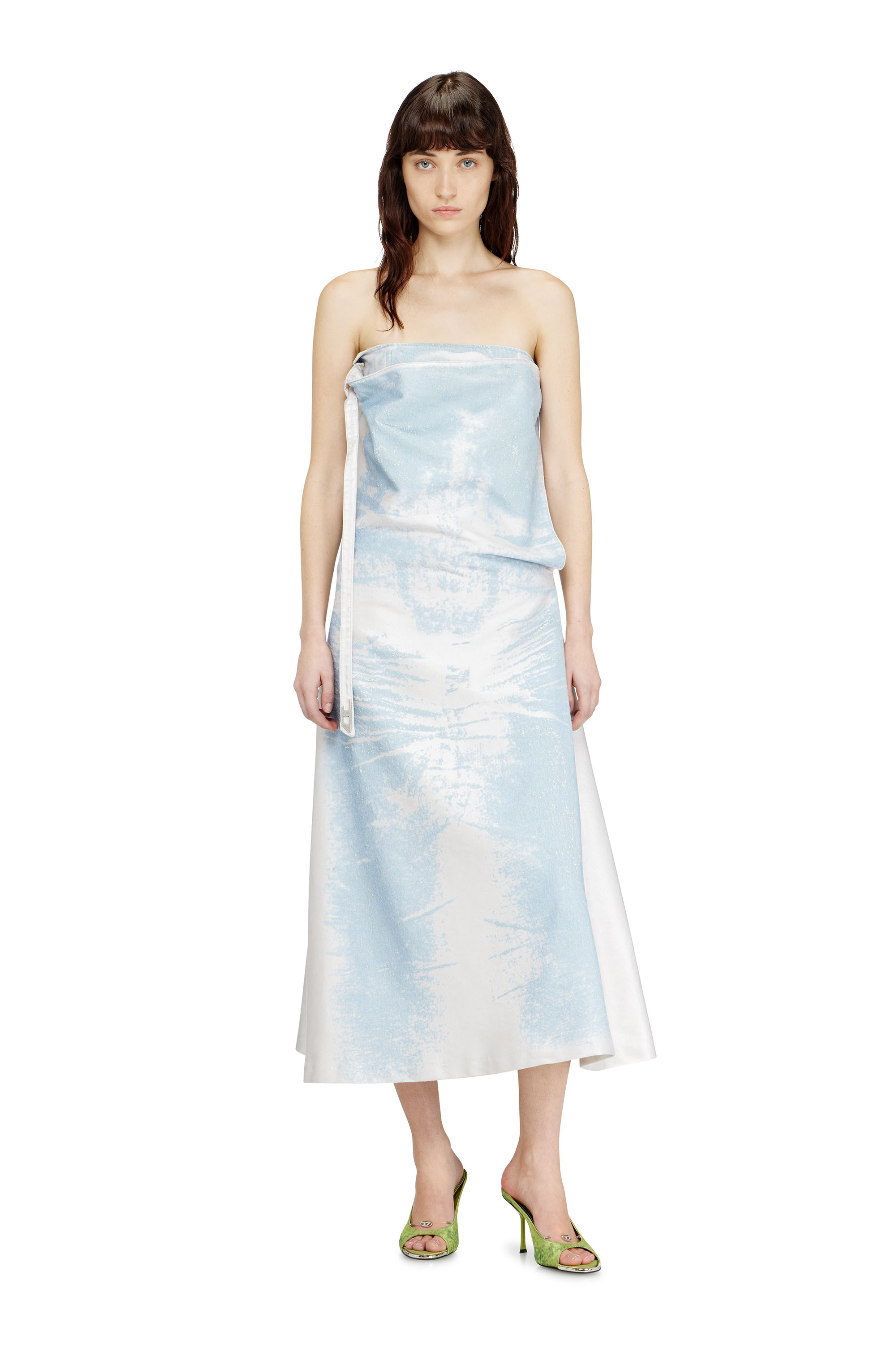 Diesel - DE-ERONIX-FSI, Woman's Long dress in coloured satin denim in Light Blue - 3