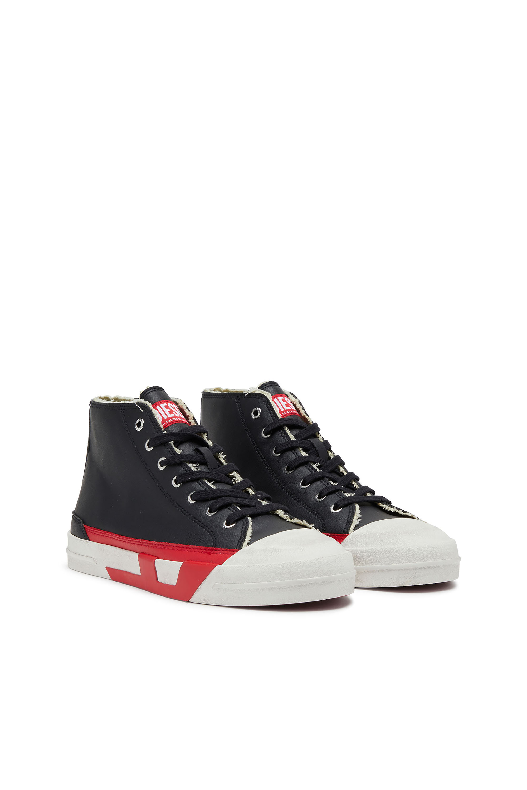 Diesel - S-D-VERSE MID II, Man's S-D-Verse Vulcanized shoes with D logo in Black/Red - 2