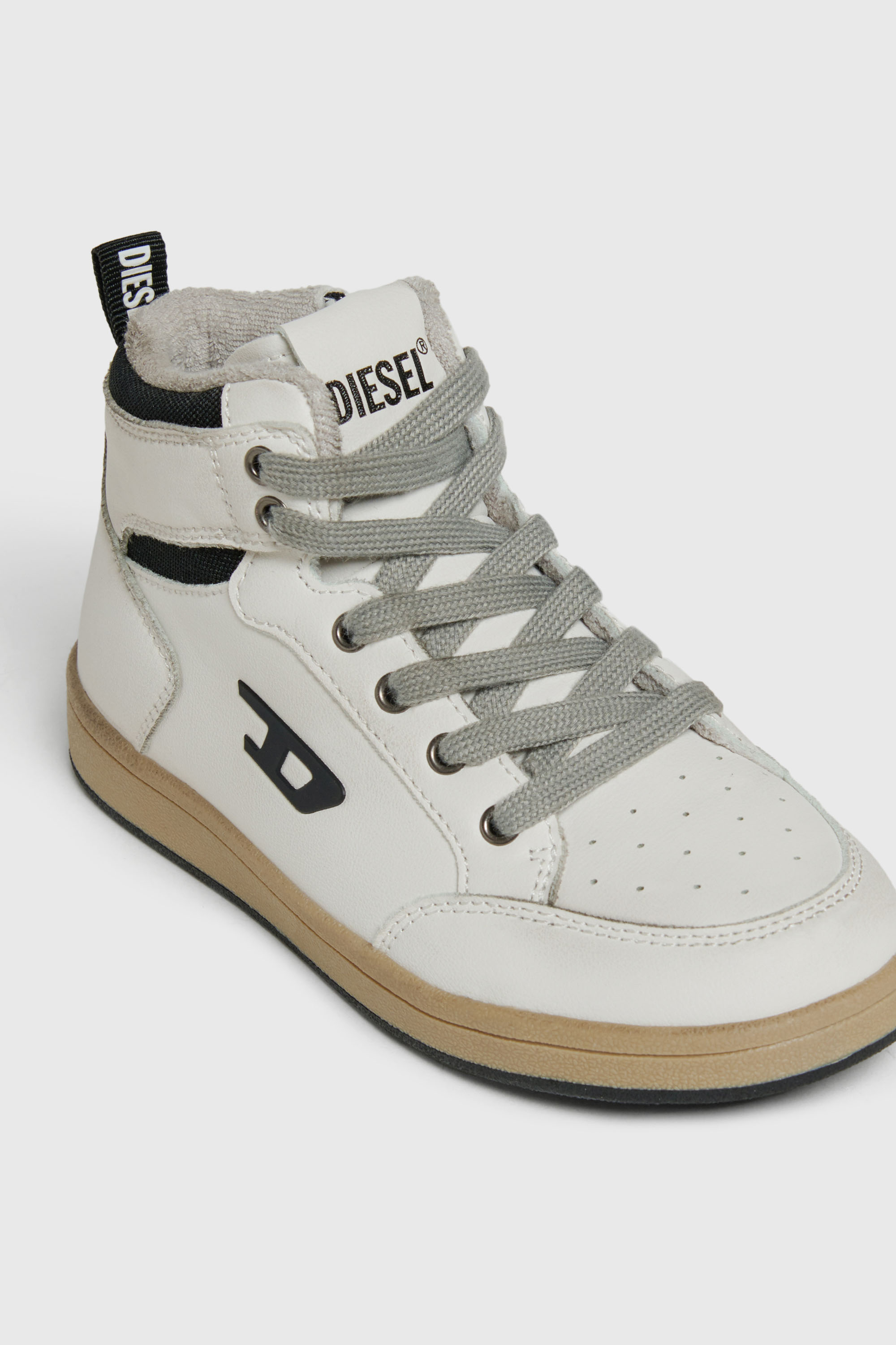Diesel - S-KIRJY-MID, Unisex's S-Kirjy - Perforated high-top sneakers with D logo in White - 4