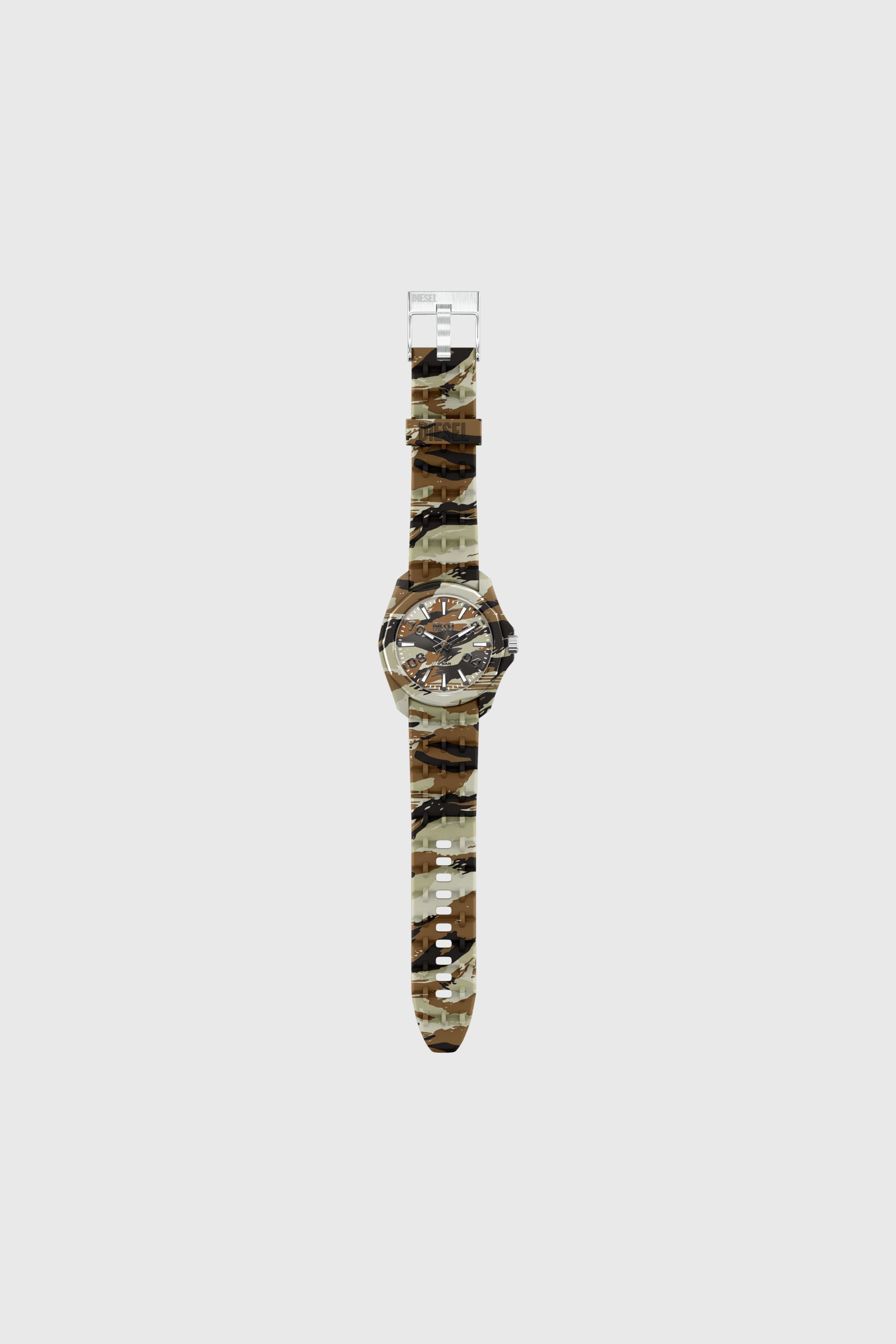 Diesel - DZ2242 WATCH, Man's Stinger camo silicone watch in Brown/Green - 7