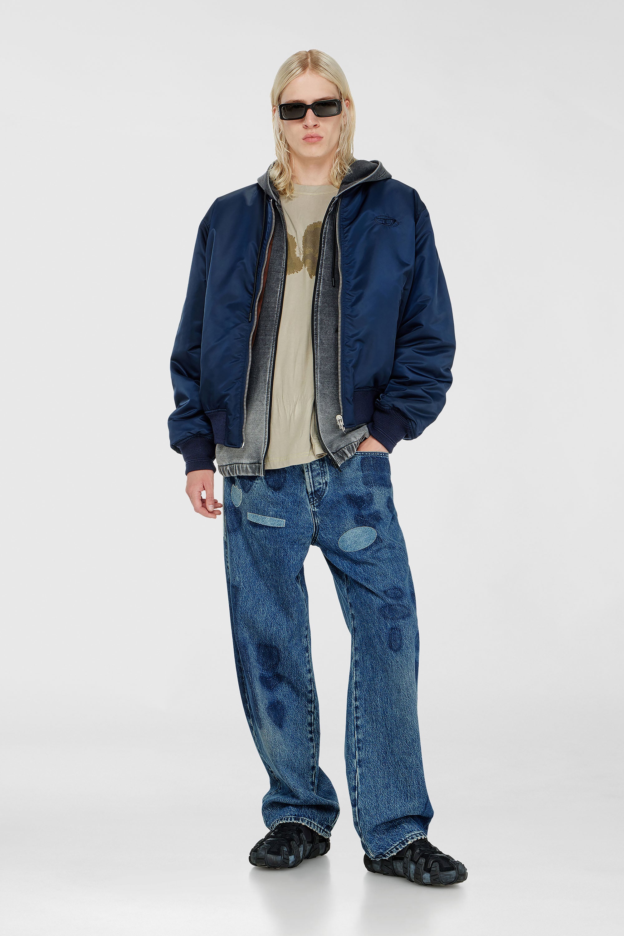 Padded bomber jacket with Oval D embroidery