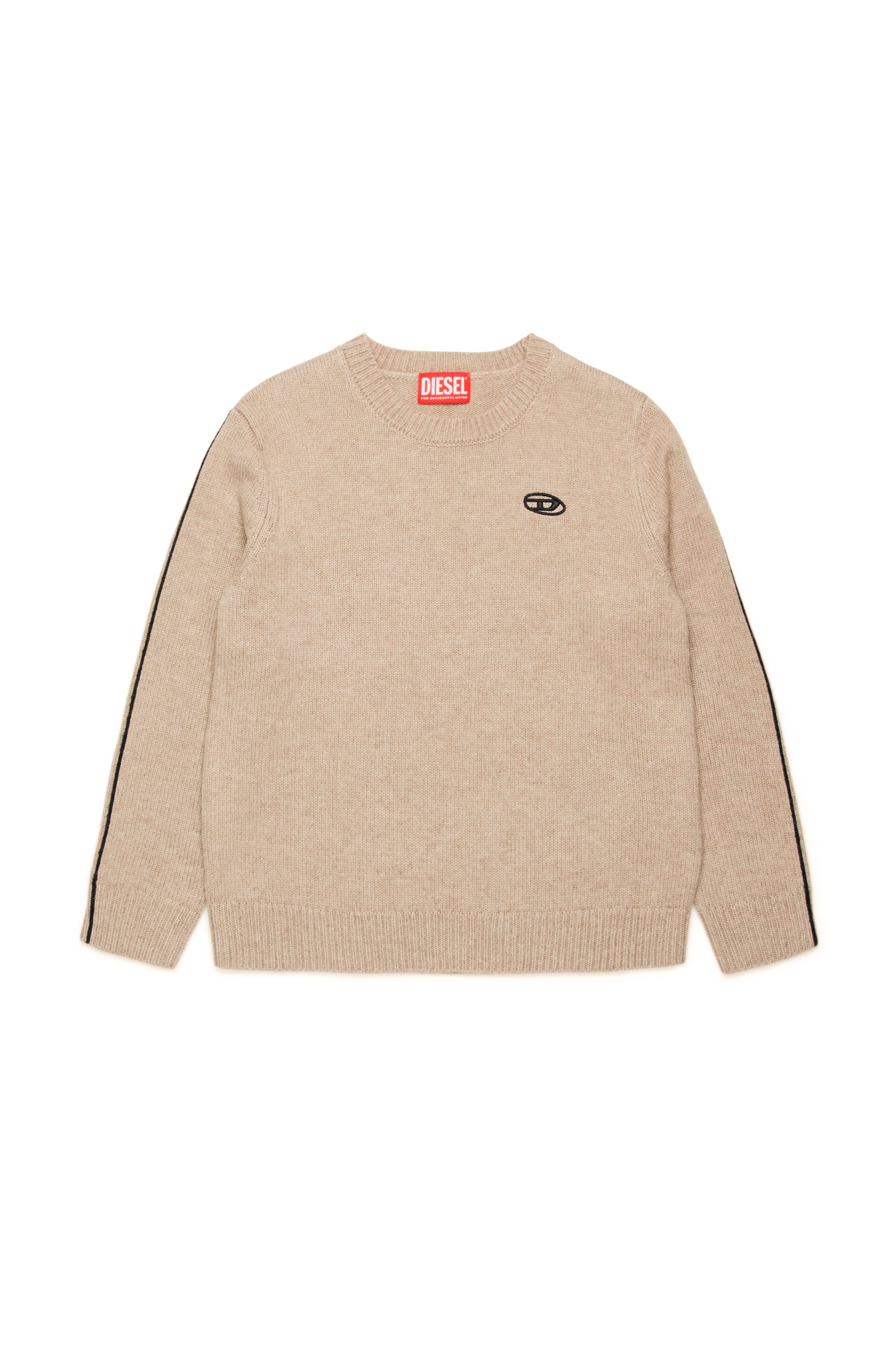 Diesel - KVROMO, Man's Piped jumper in cashmere-enriched blend in Light Brown - 1