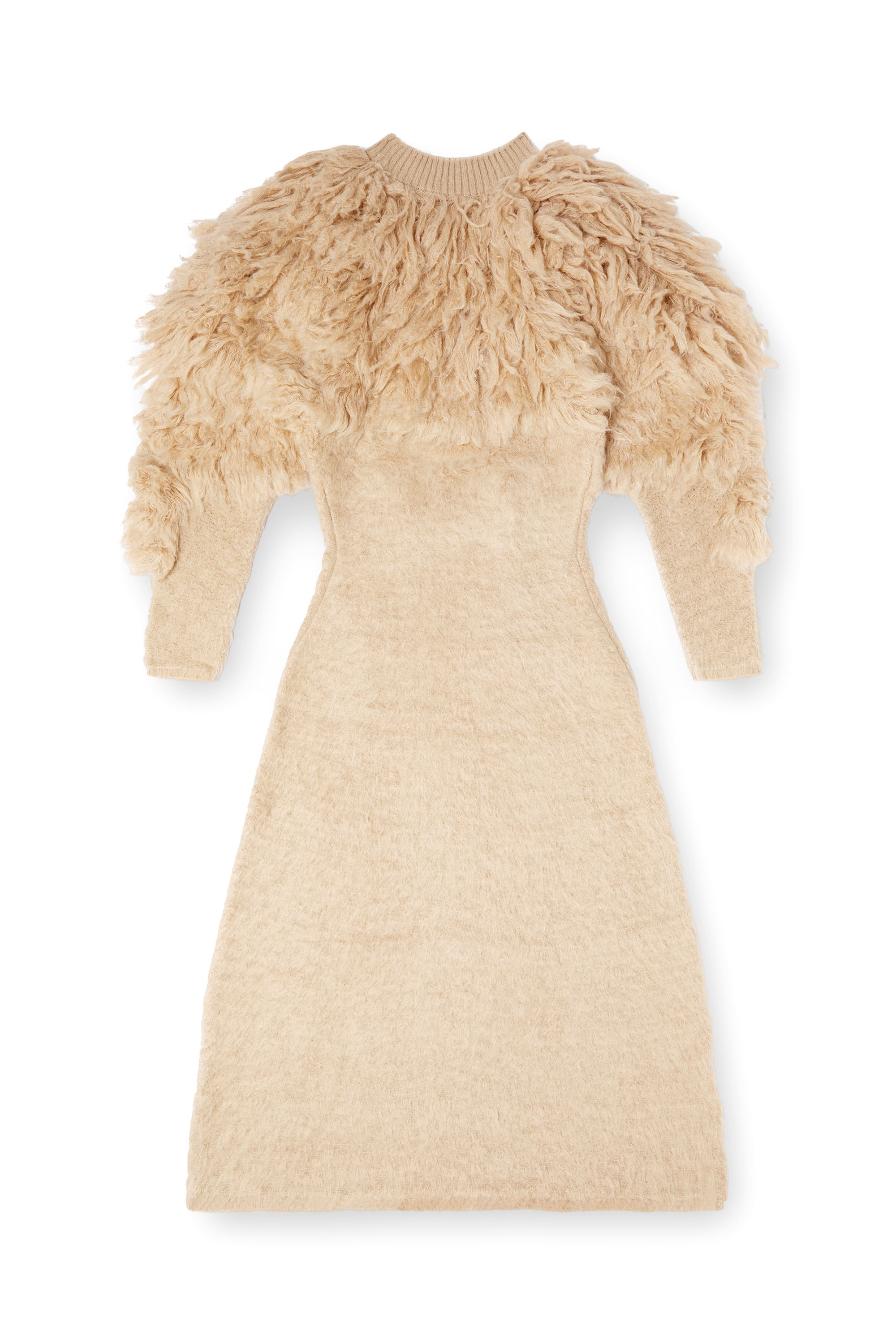 Diesel - M-PACE, Woman's Turtleneck dress in shaggy mohair in Light Brown - 1