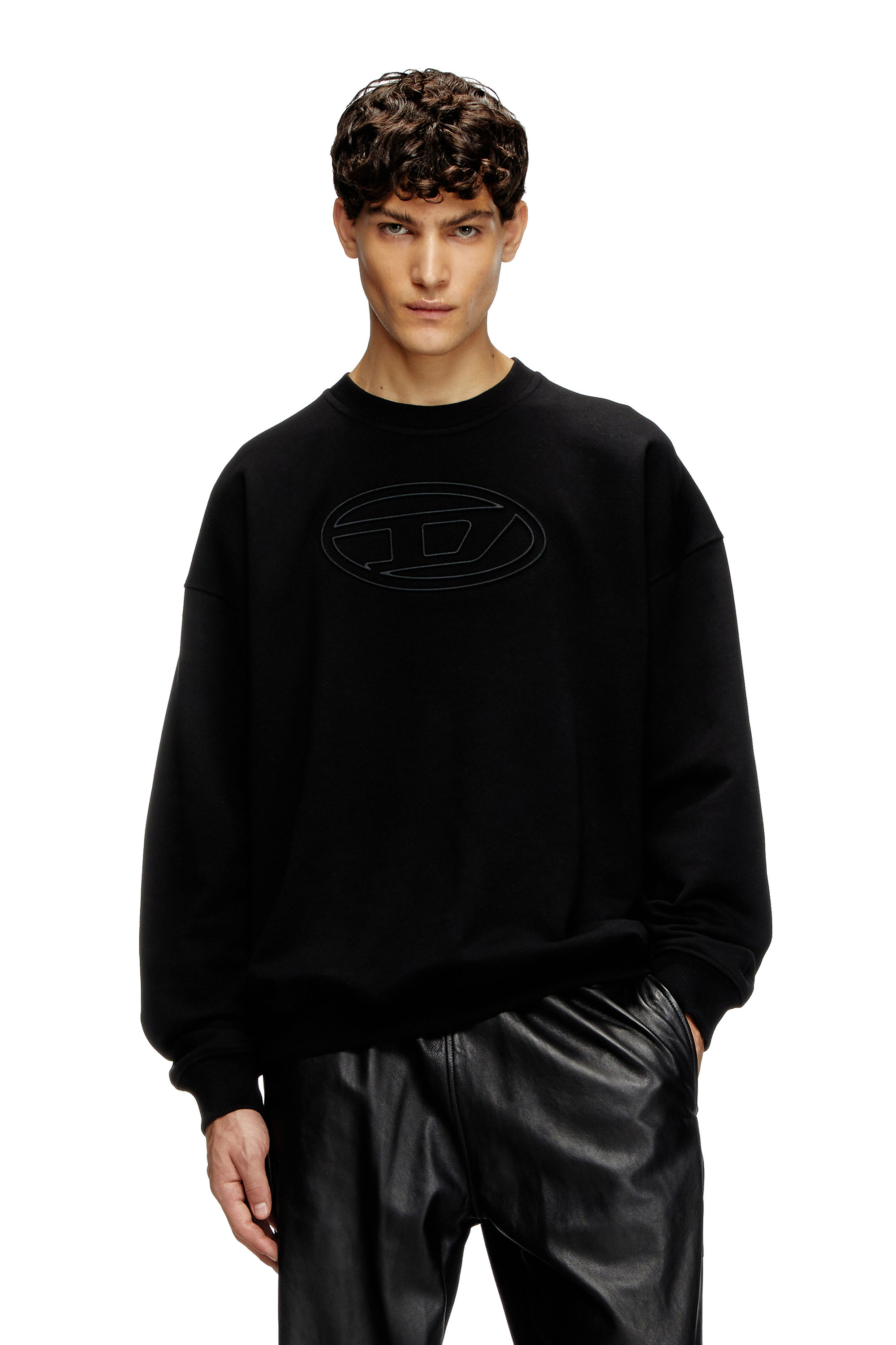 Diesel - S-MART-BIGOVAL, Man's Sweatshirt with embossed Oval D in Black - 1