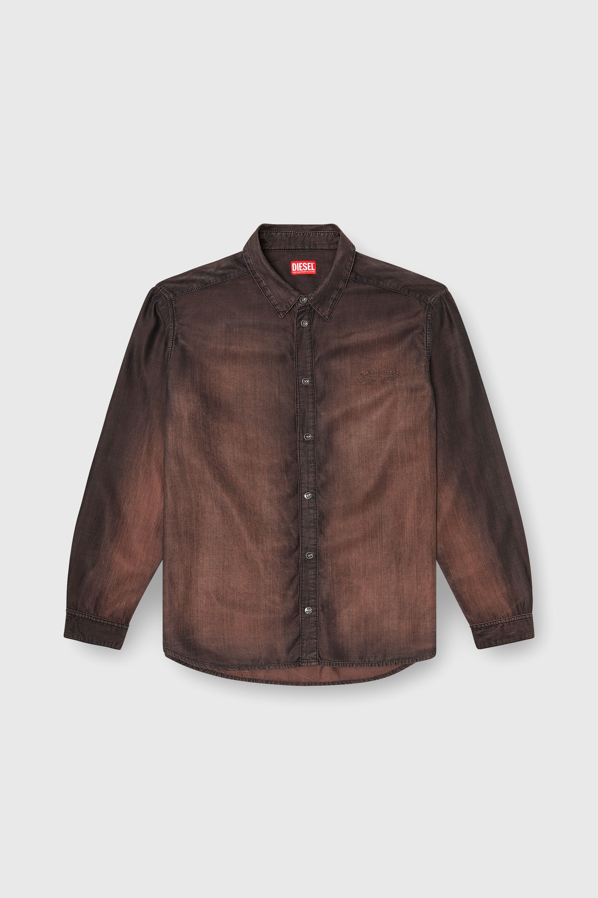 Diesel - D-SIMPLY-S16, Man's Shirt in fluid coated denim in Brown - 2
