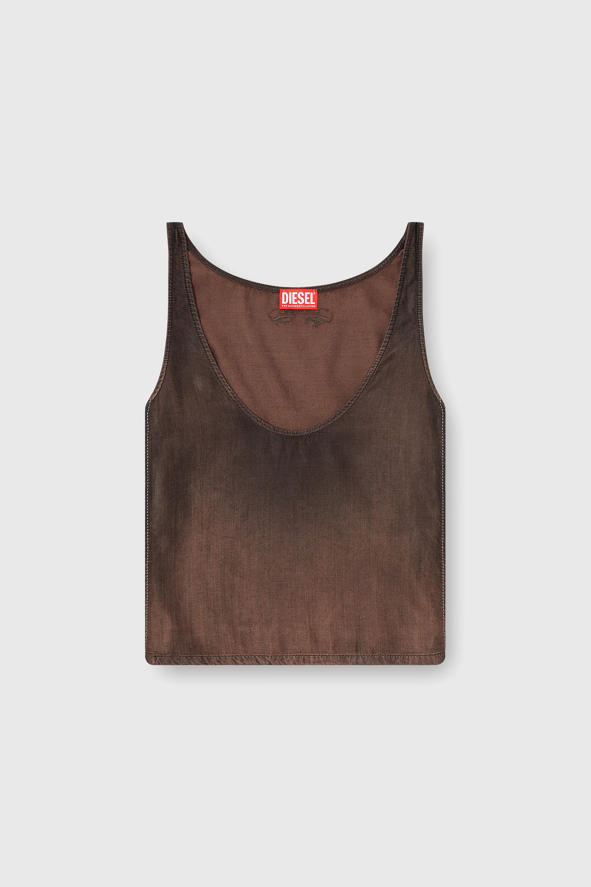 Diesel - DE-NORIAN-S, Woman's Tank top in fluid coated denim in Brown - 2