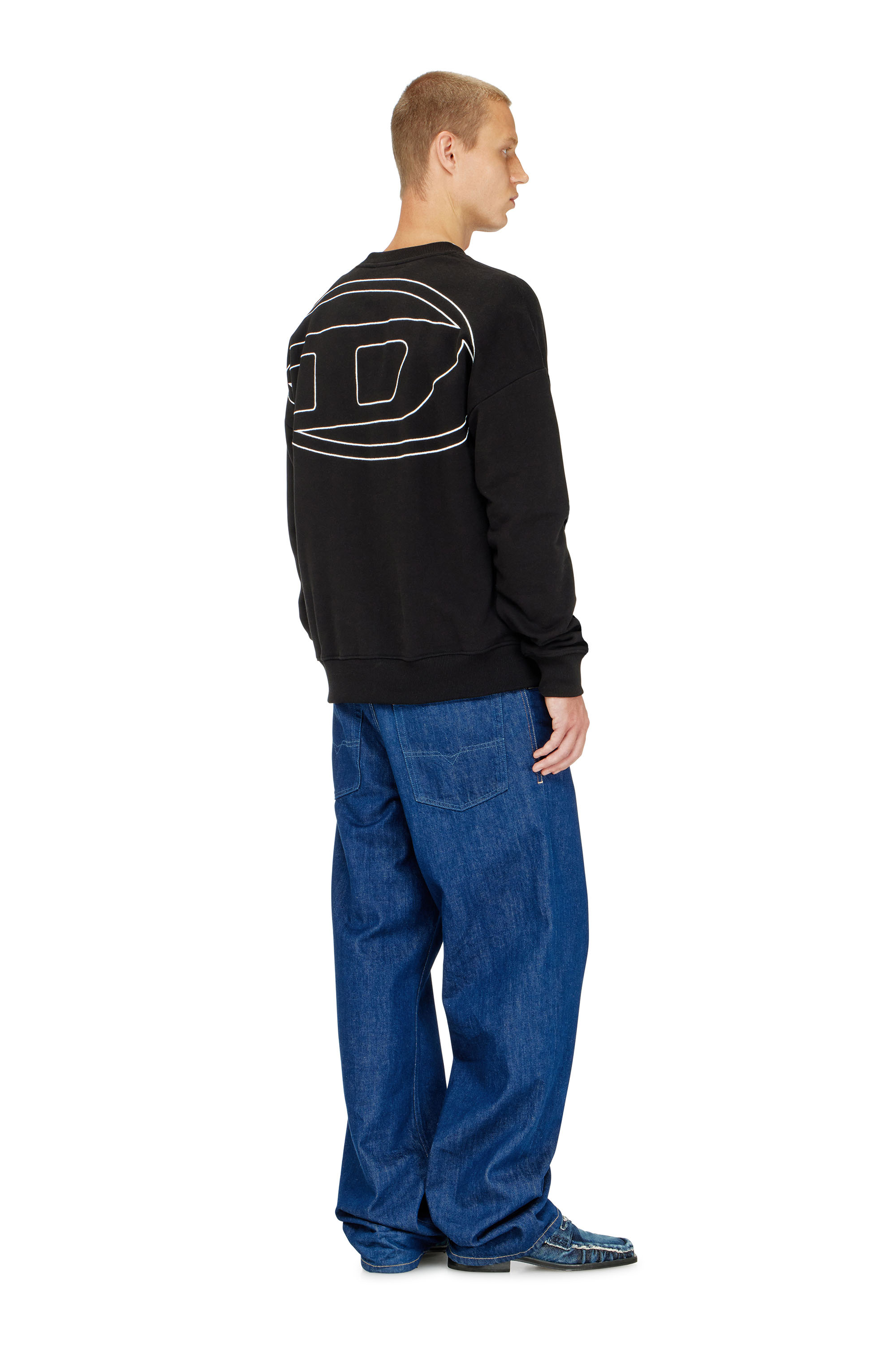Diesel - S-ROB-MEGOVAL-D, Man's Sweatshirt with logo embroidery in Black - 2