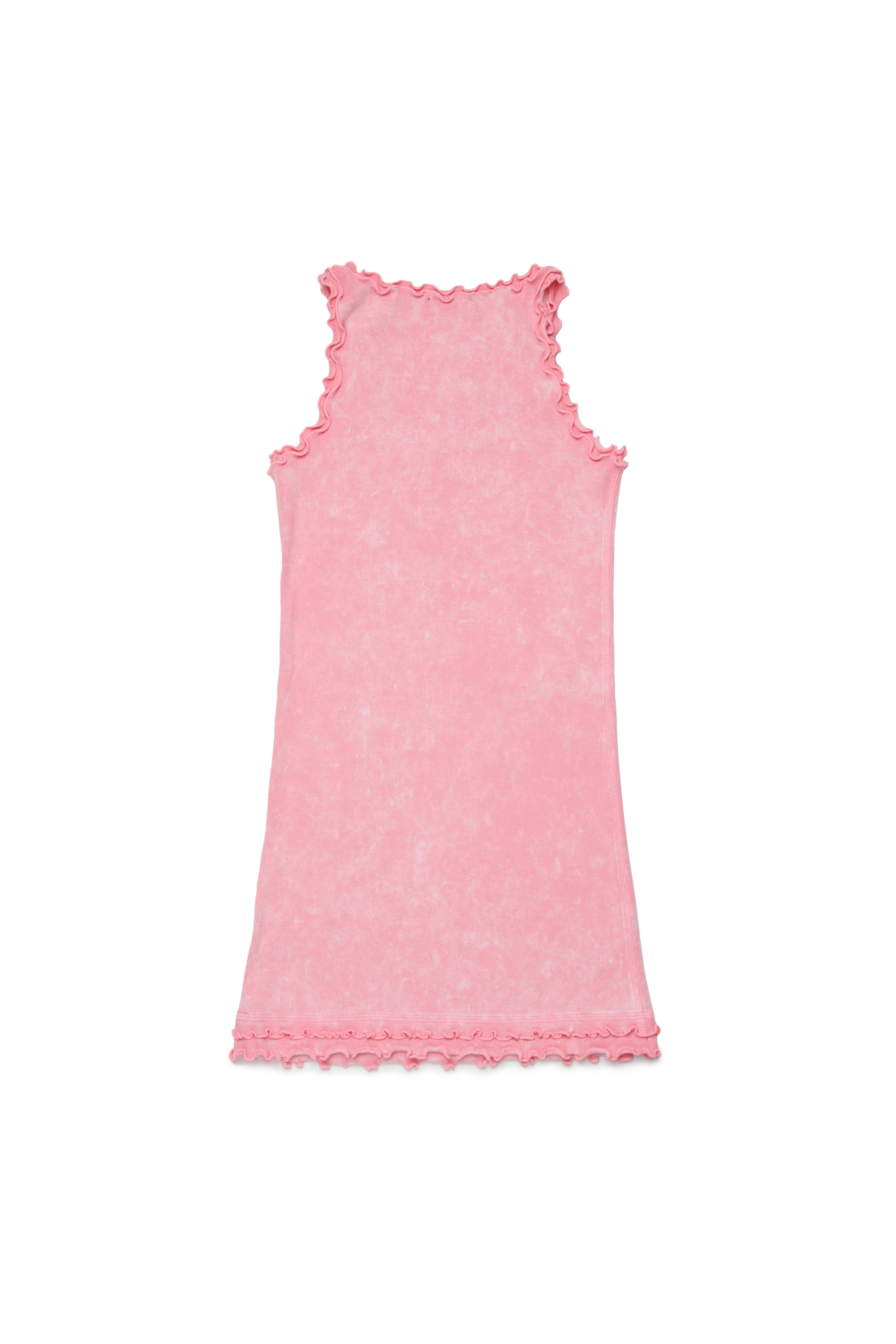 Diesel - DRALIA, Woman's Ribbed dress with ruffled edges in Pink - 2