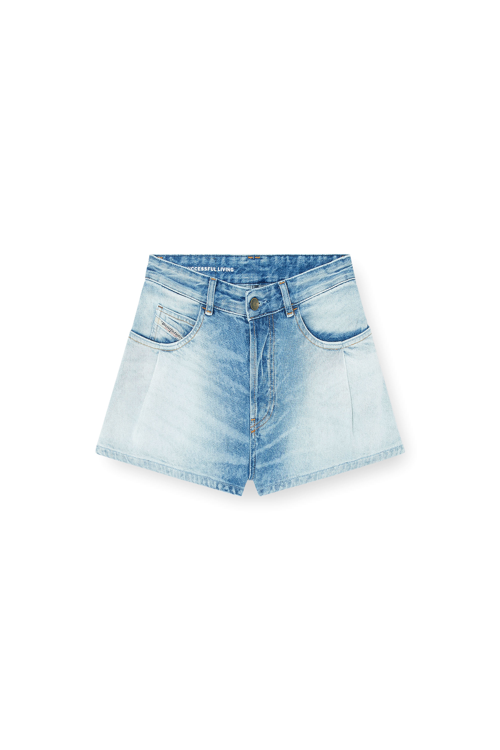 Diesel - DE-KHELZ-B-SHORT-S, Woman's Wide denim shorts in Light Blue - 2