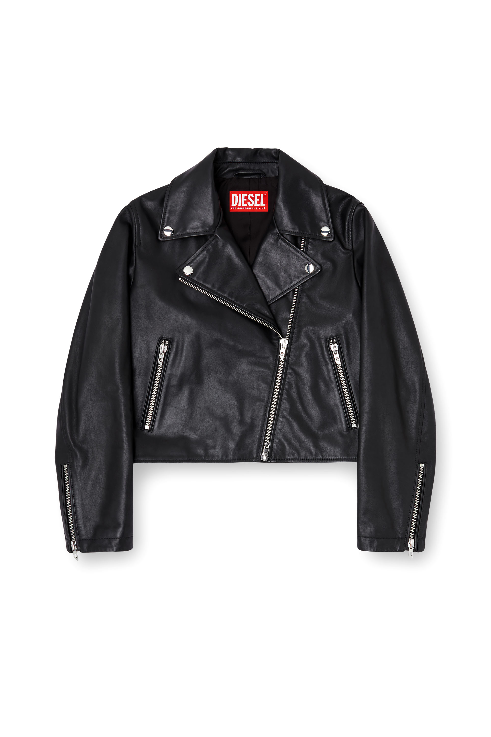 Diesel - L-UNATIC, Woman's Biker jacket in waxed leather in null - 3
