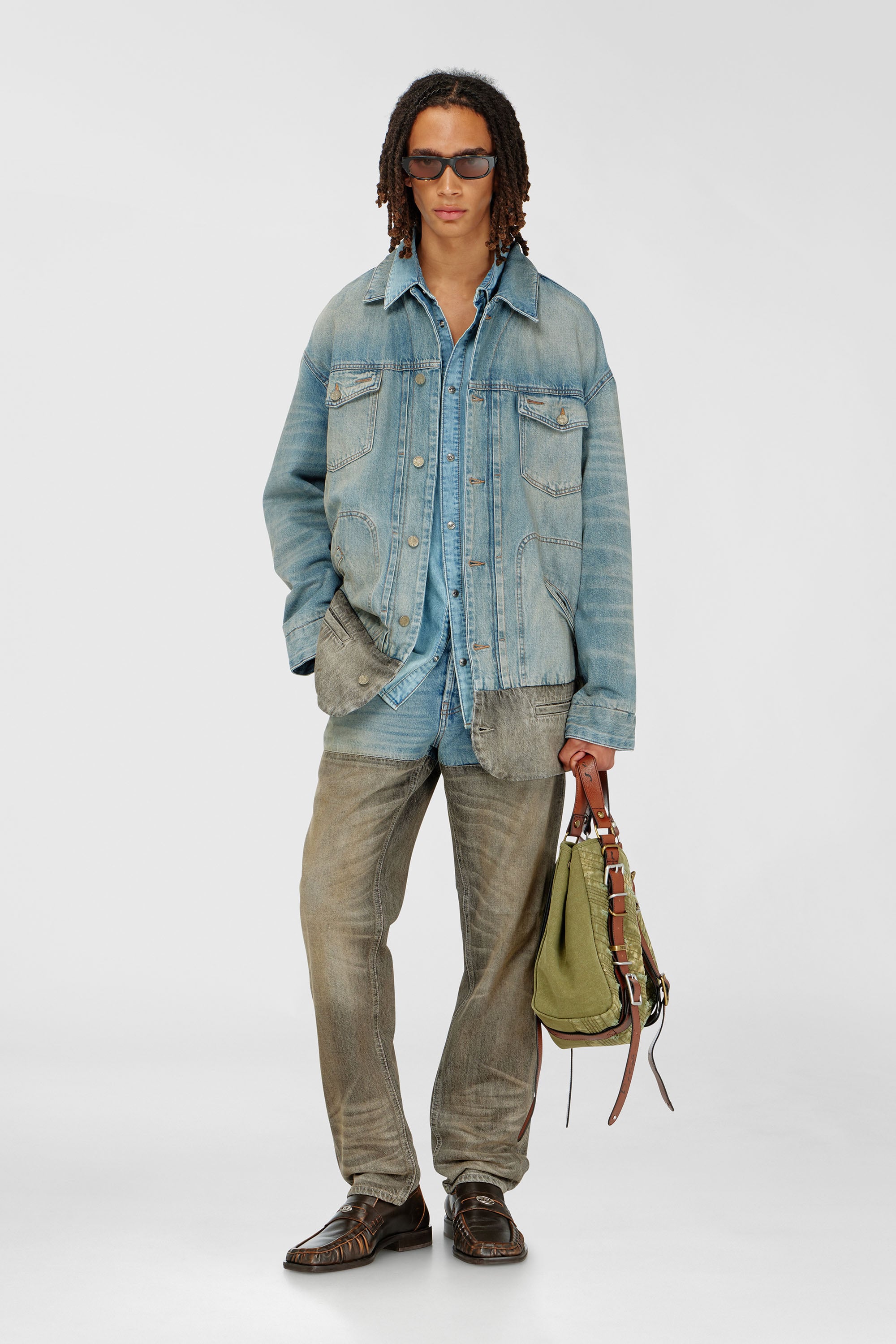 Denim jacket with contrast hem