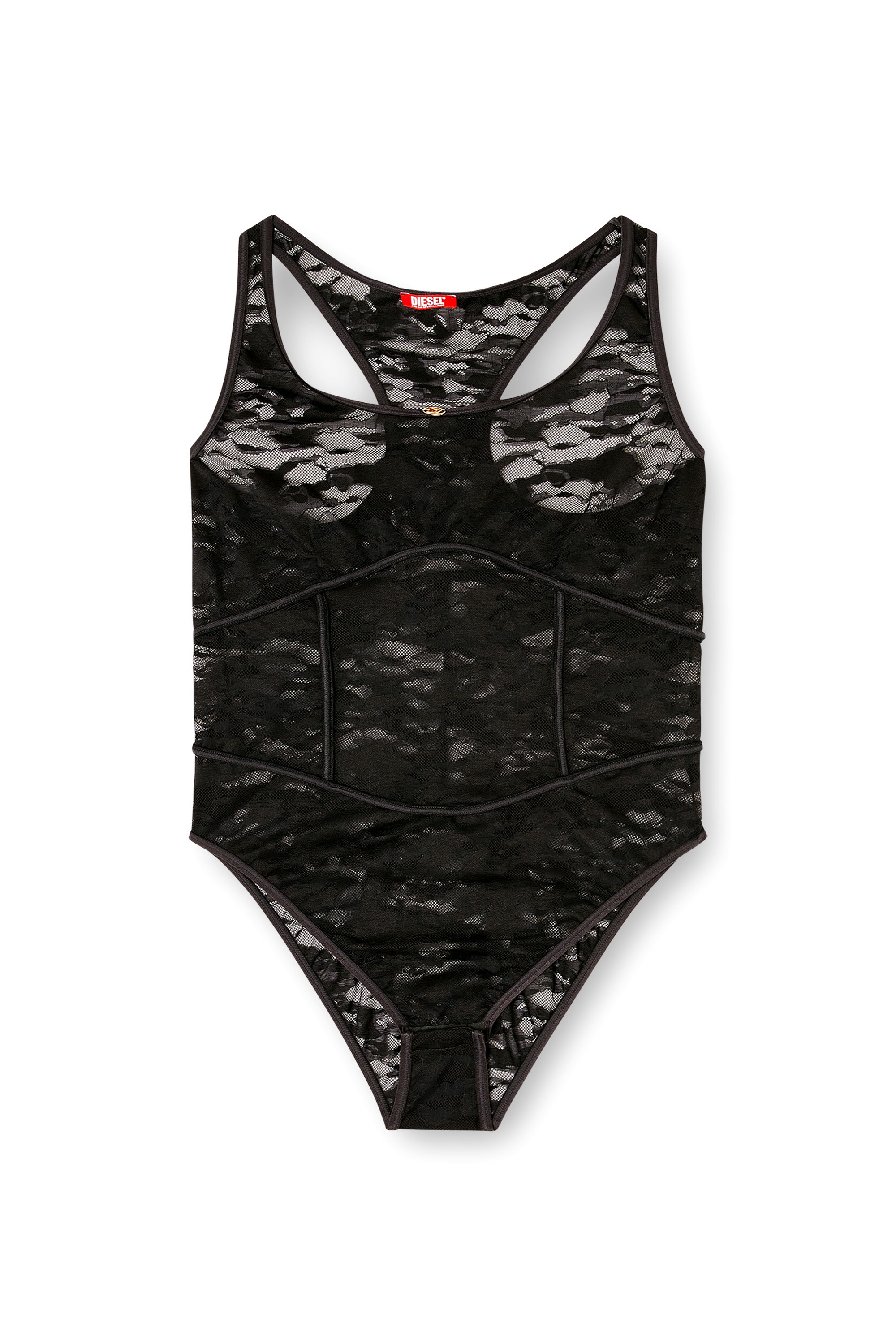 Diesel - EZZY-UTLT, Woman's Nylon bodysuit with lace design in Black - 3