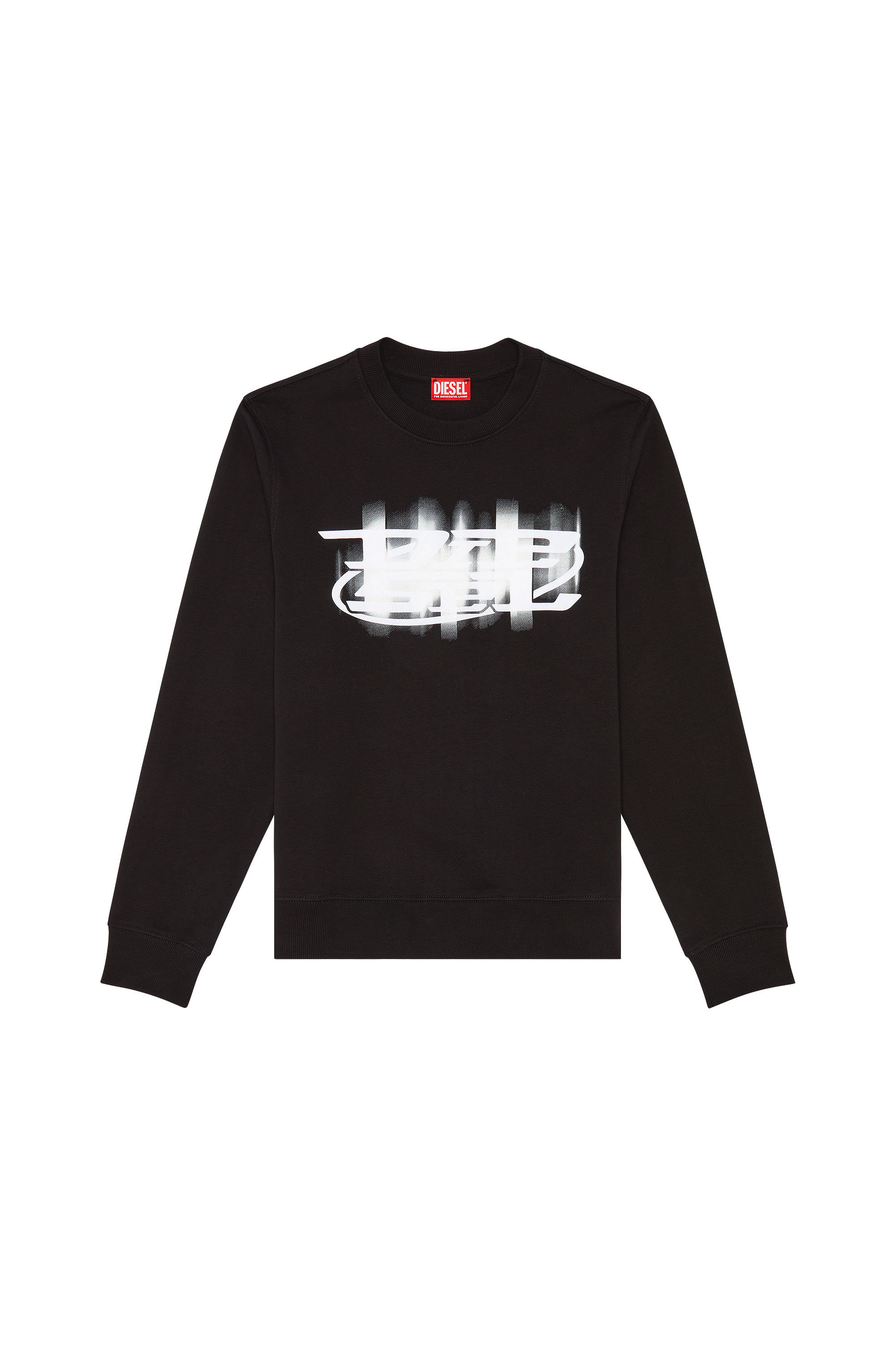 Diesel - S-GINN-N, Man's Sweatshirt with blurry Diesel logo in Black - 1
