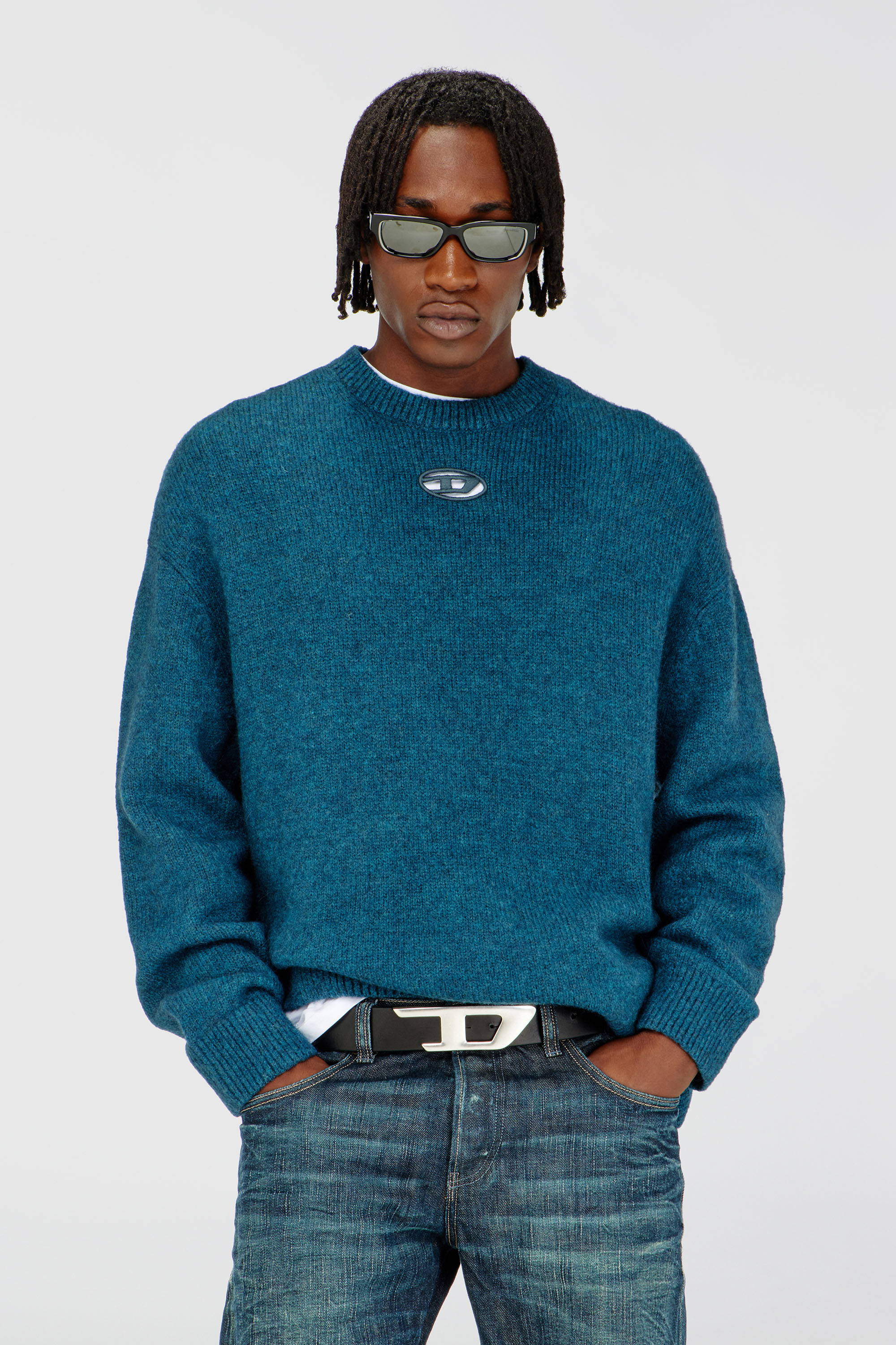 Diesel - K-AREESO, Man's Jumper in wool and alpaca blend in Water Green - 3