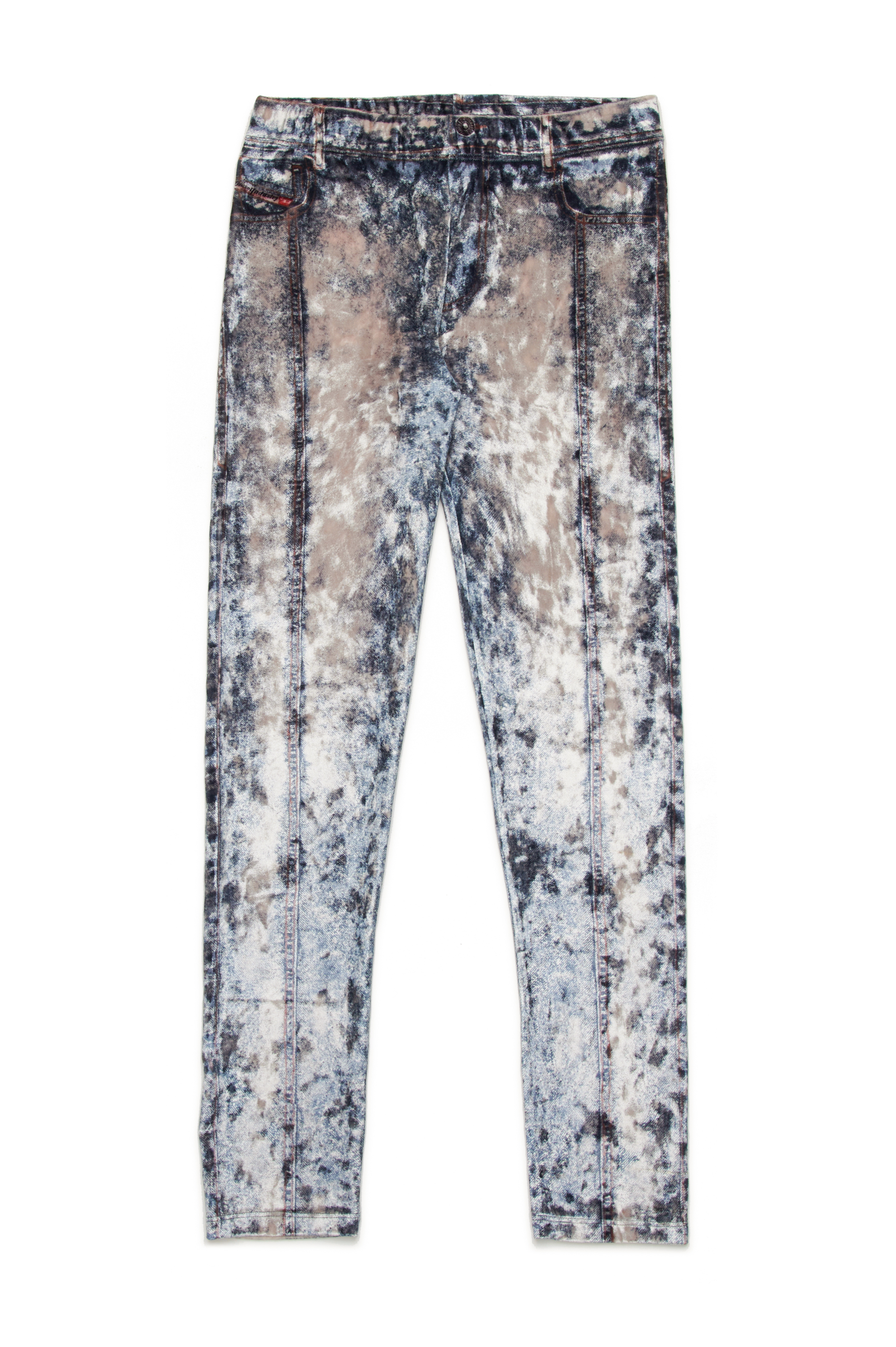 Diesel - PKOLVET, Woman's Trompe l'oeil stretch chenille leggings in Light Blue - 1