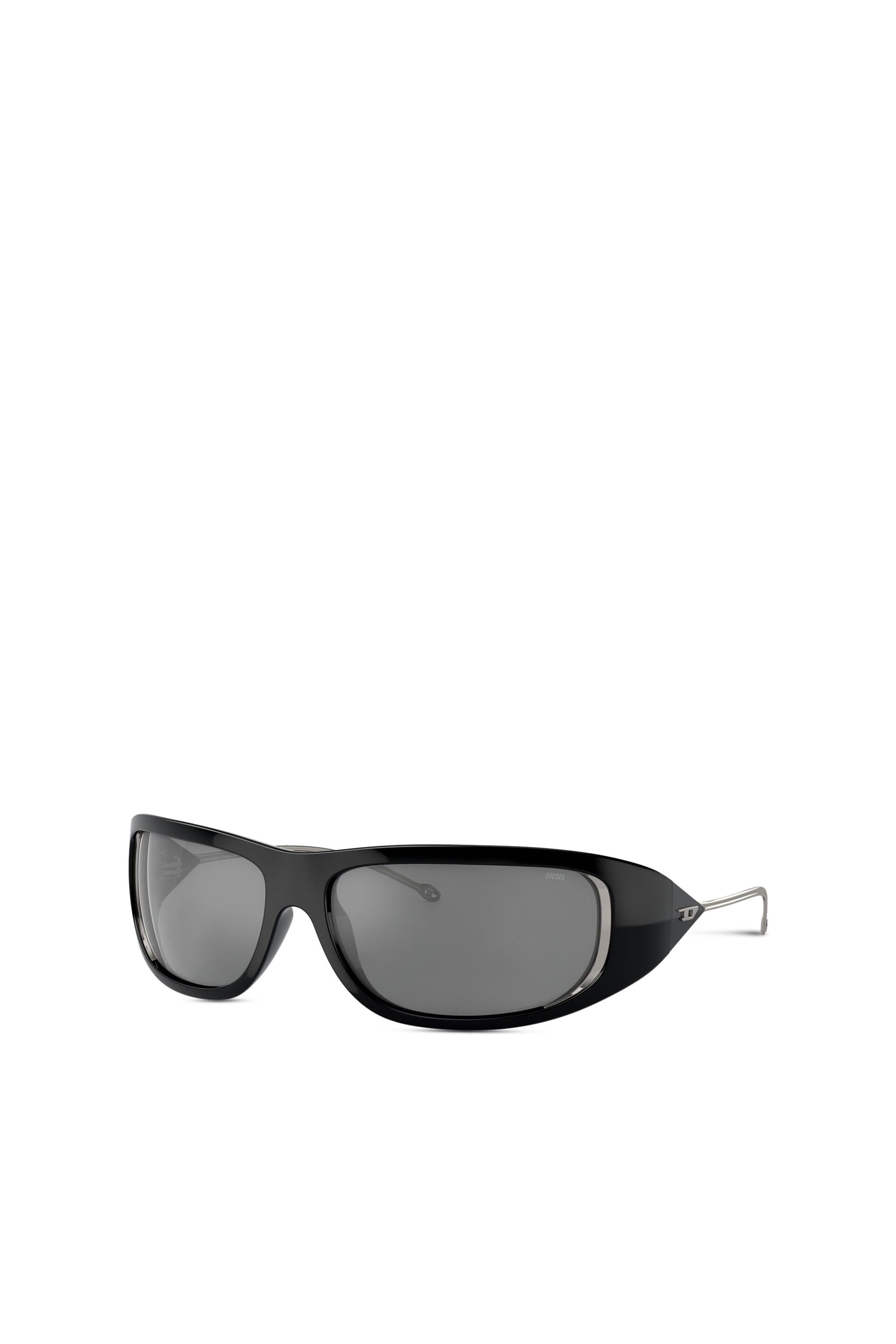 Diesel - 0DL3001 SIZE 61, Unisex's Wraparound style sunglasses in Black/Flash mirror - 4