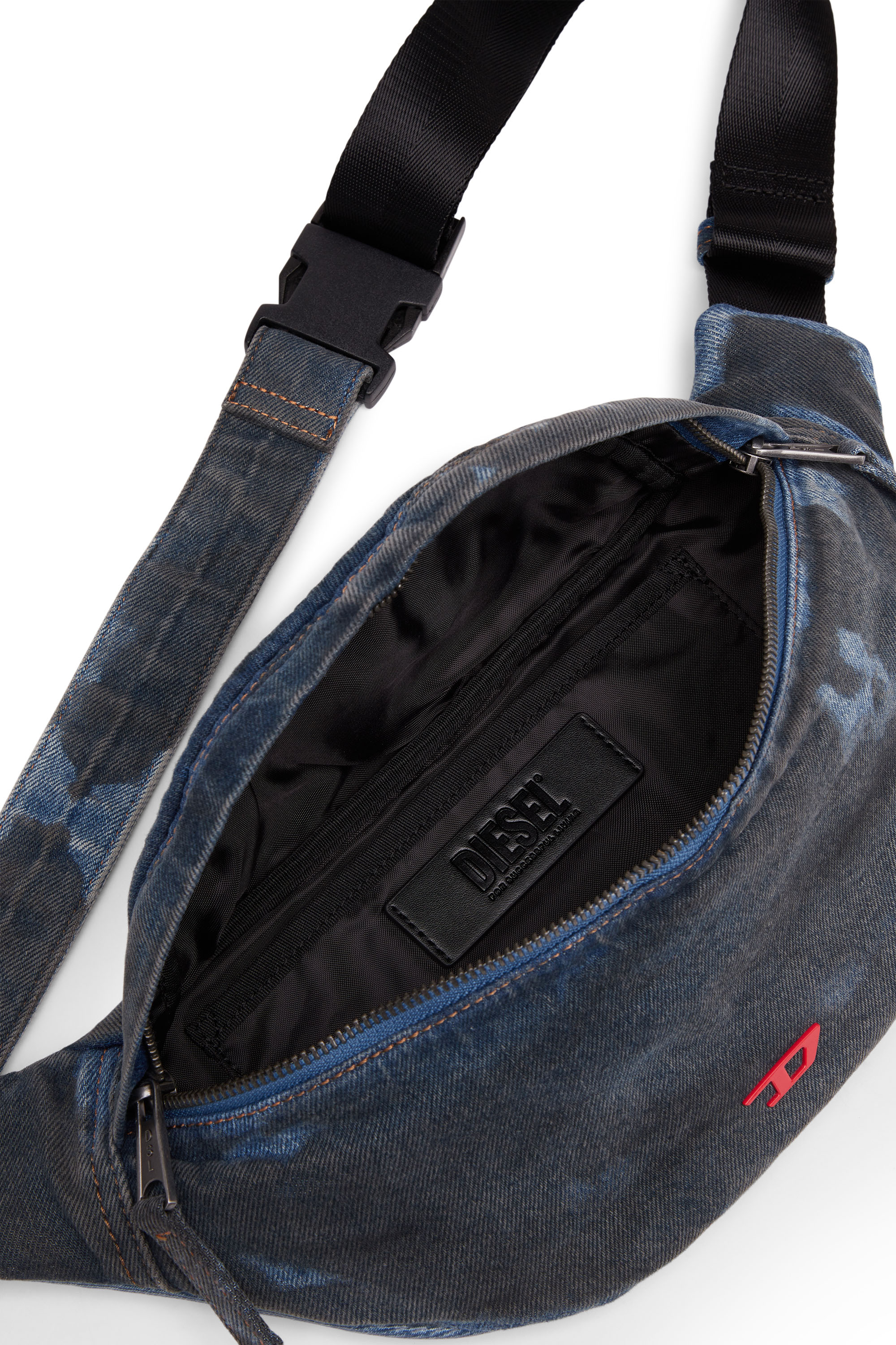 Diesel - RAVE BELTBAG, Unisex Rave-Belt bag in coated denim in Blue - Image 4