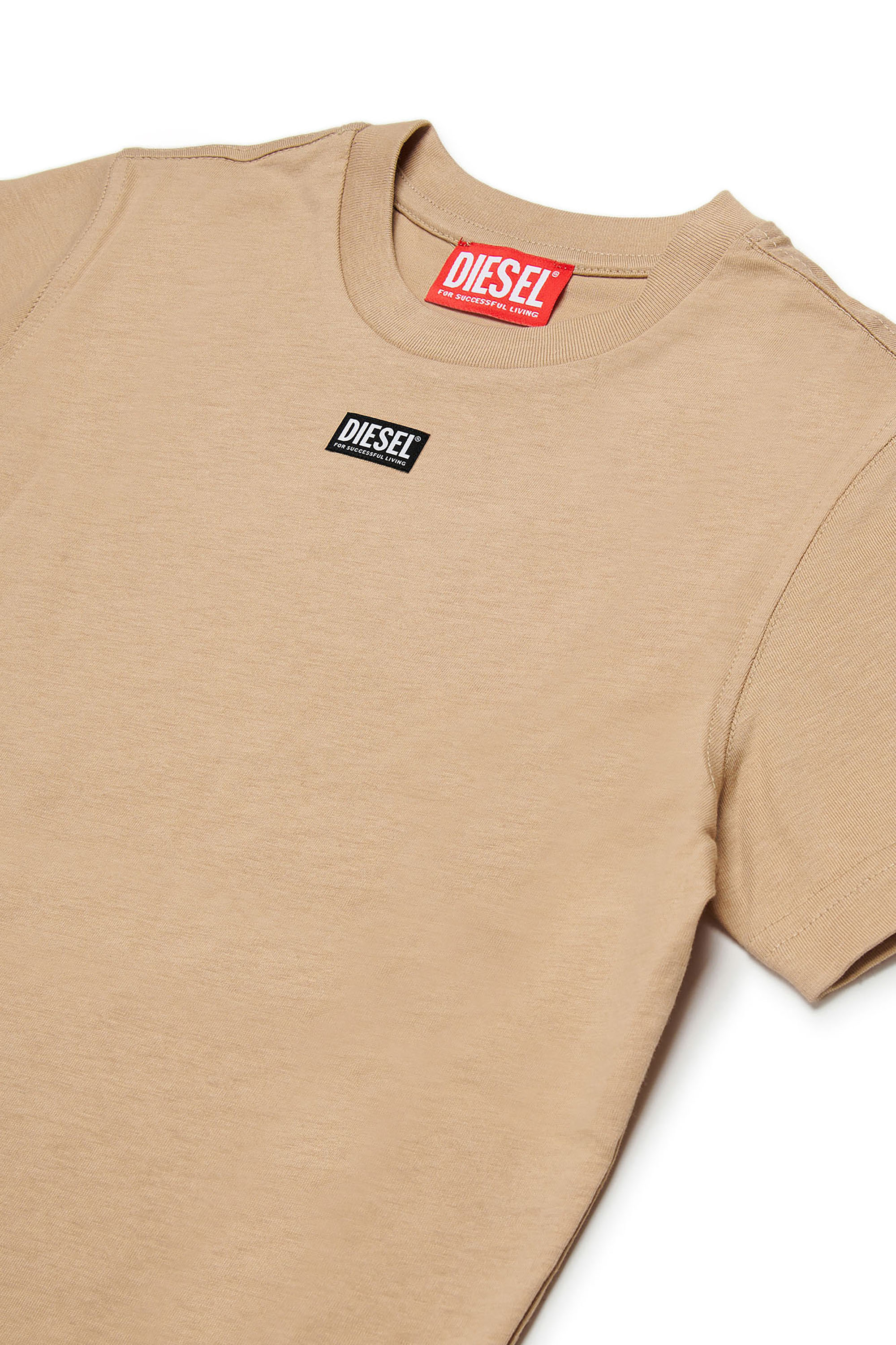 Diesel - TJUSTR7, Man's Cotton T-shirt with small Biscotto logo in Light Brown - 3