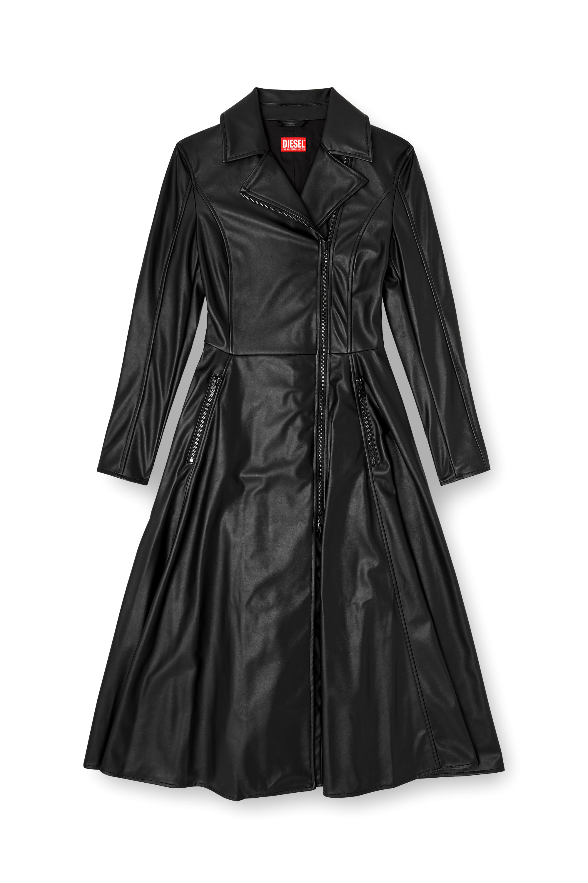Diesel - D-RAGON, Woman's Midi coat dress with biker details in null - 2