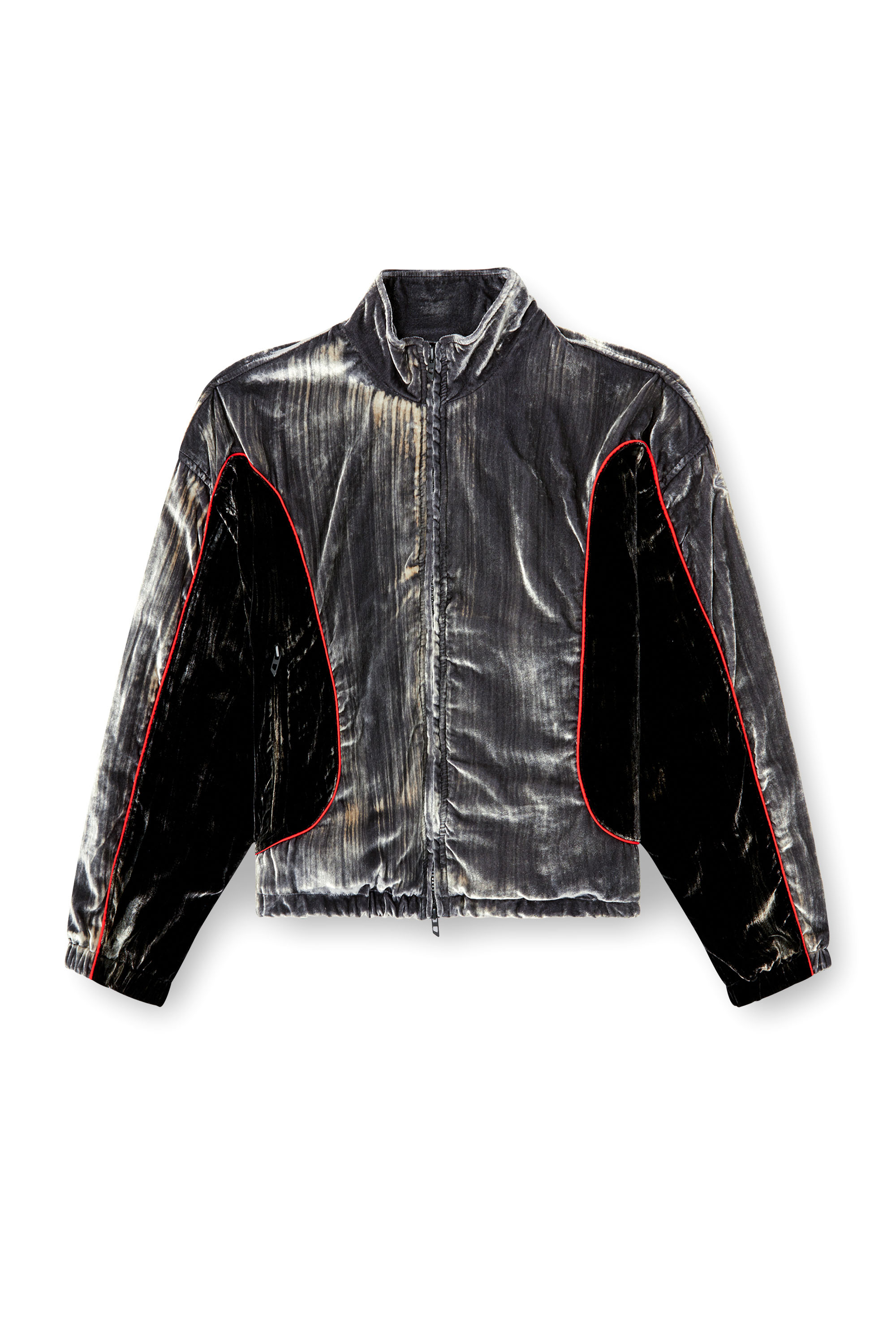 Diesel - G-RIFFIN, Woman's Track jacket in treated velvet in Dark grey - 2