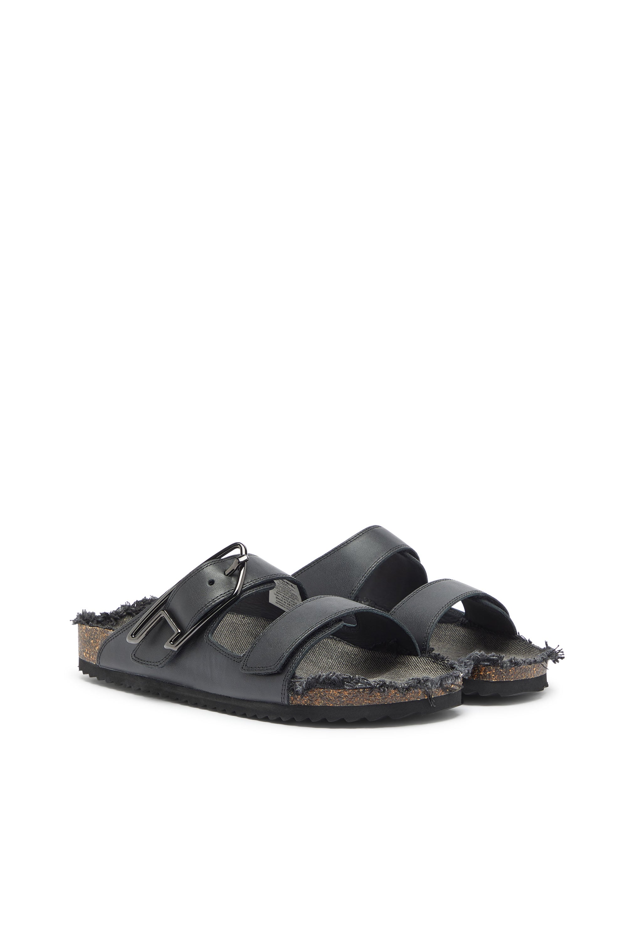 Diesel - D-WOODSTOCK D SANDAL, Man's D-Woodstock - Leather slide with cork footbed in Black - 2