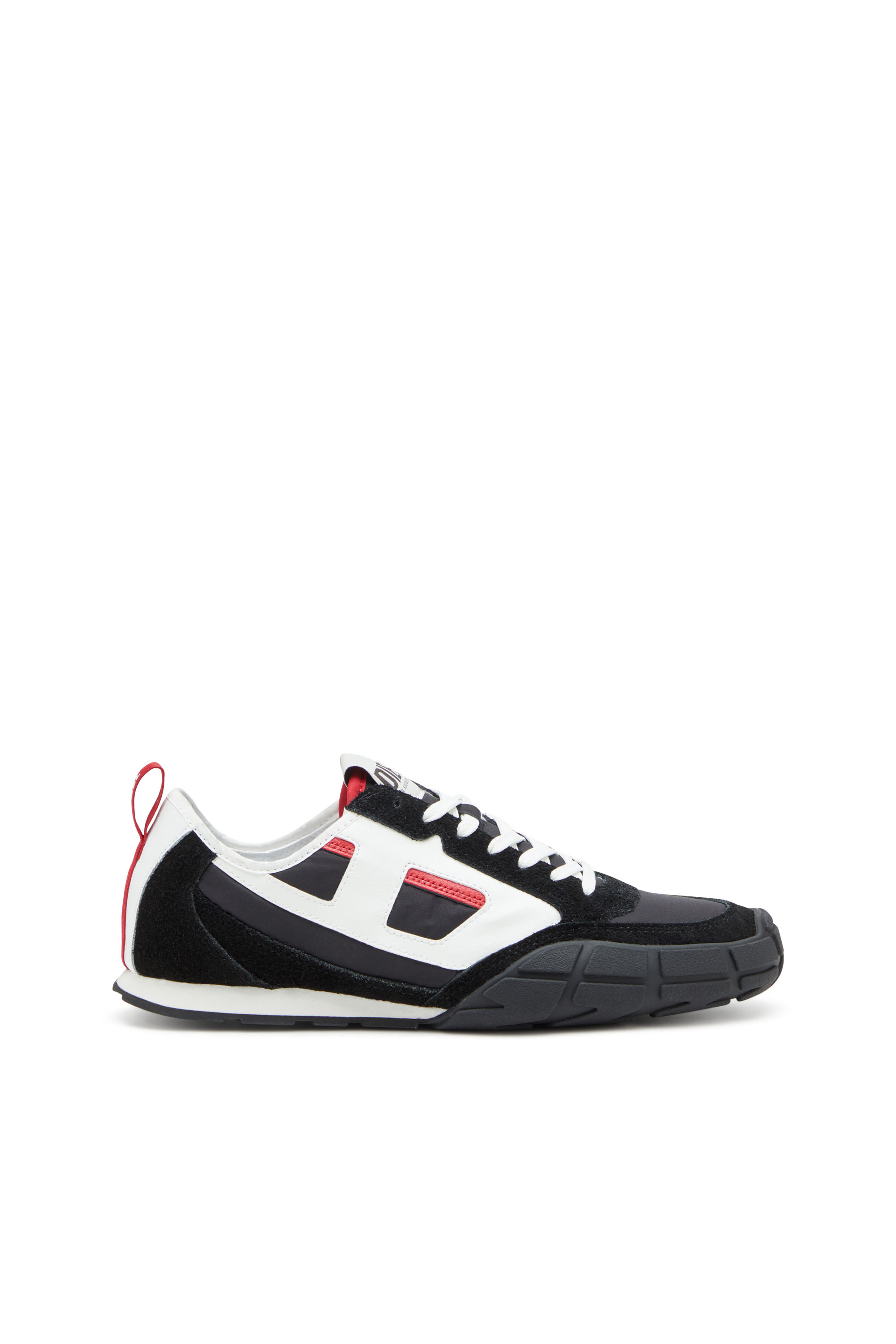 S-PAGODHA LOW, Black/Red Diesel - S-PAGODHA LOW, Man's S-Pagodha-Sneakers in leather, suede and ripstop in Black/Red - 1