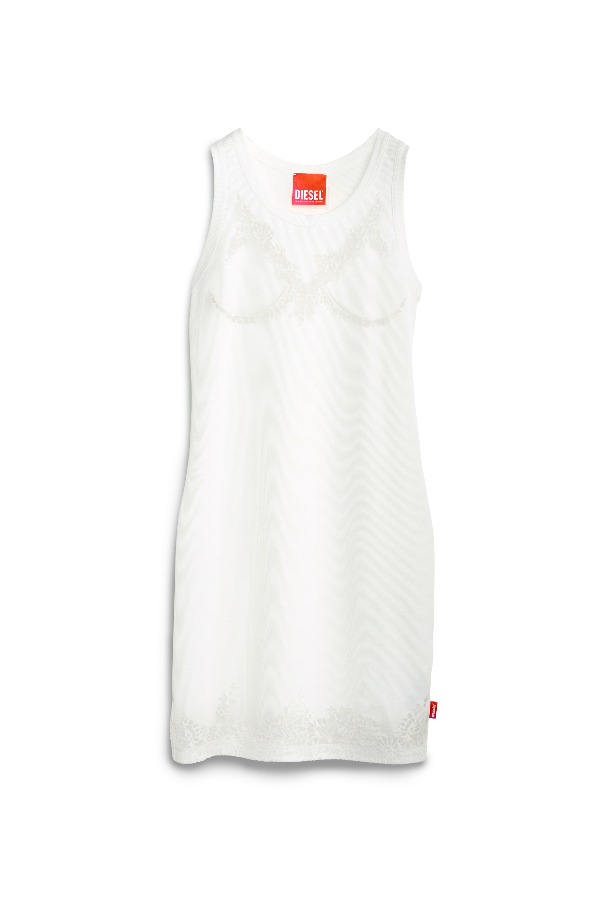 Diesel - PR-D-ANKI-LACE-R, Woman's Mini tank dress with devor&eacute; lace effect in White - 2